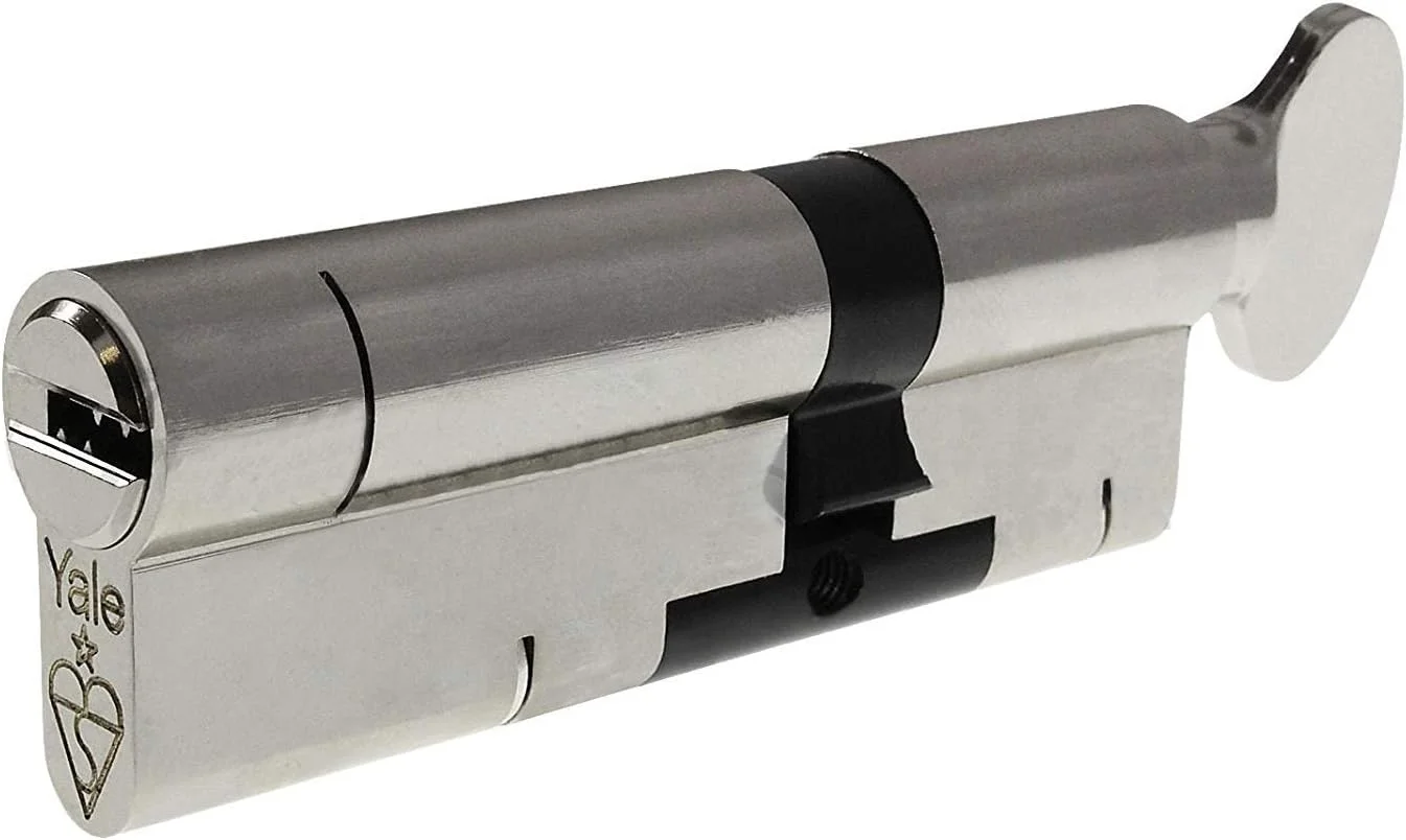 سیلندر قفل یورو Yale 40/40T نیکل Superior با پیچ انگشتی، همراه با 3 کلید / ضد ضربه / ضد دستکاری / ضد سوراخکاری / ضد کشش، امنیت بالا برای درب های کامپوزیت uPVC