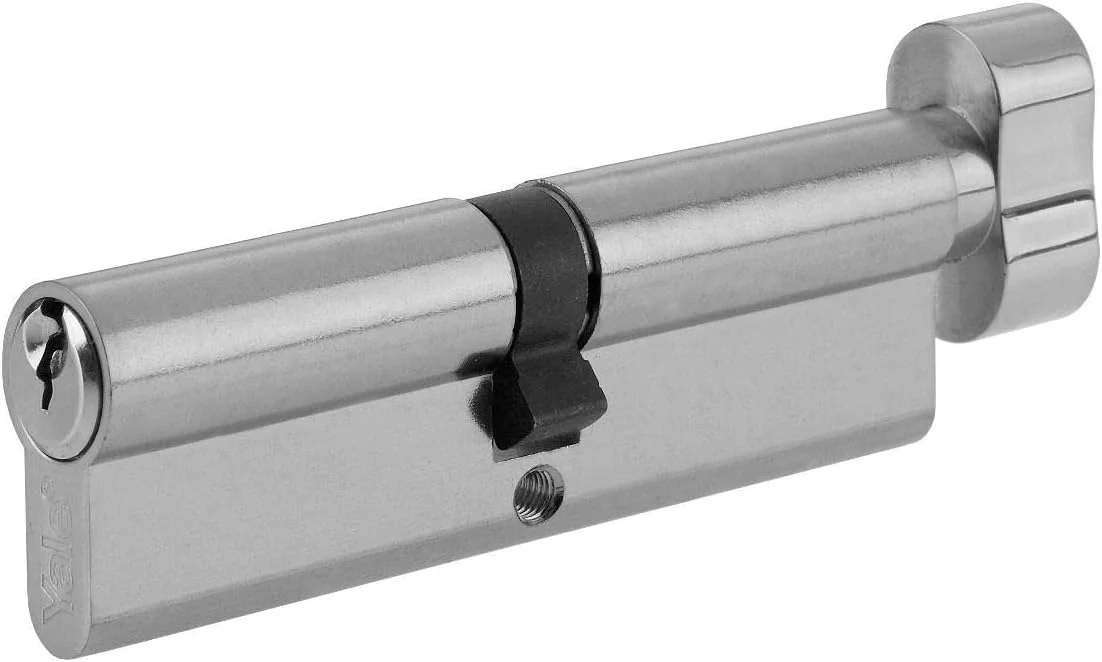 قفل سیلندر یورویی Yale P-ET3535-SNP - با شستی - 35/35 (80mm) / 35:10:35 - روکش نیکل - امنیت استاندارد