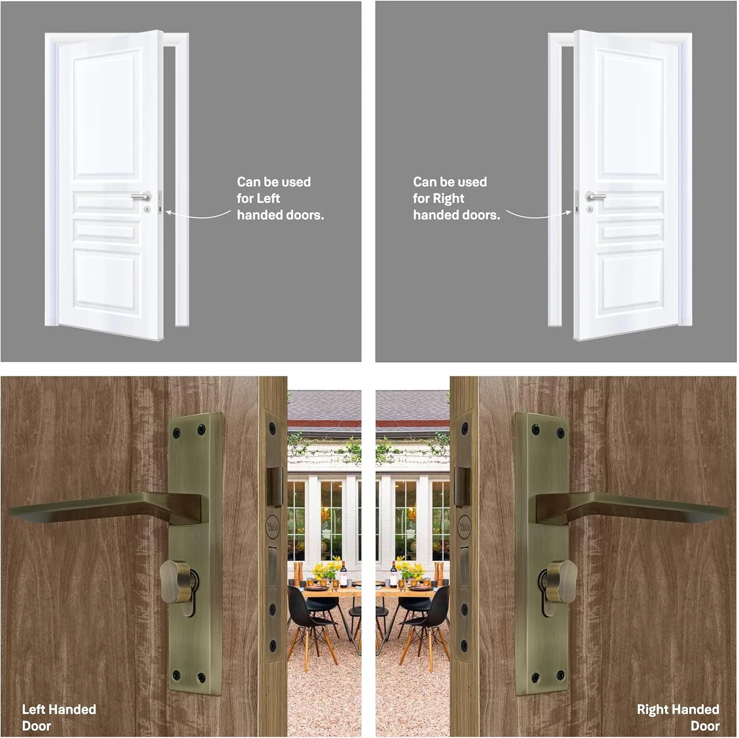 ست دستگیره قفل درب Yale Mortise، قفل درب با امنیت بالا برای درب اصلی - دستگیره قفل درب برای خانه، دفتر، اتاق خواب - مناسب برای درب های 30-40 میلی متر - 3 کلید (پرداخت برنجی عتیقه)