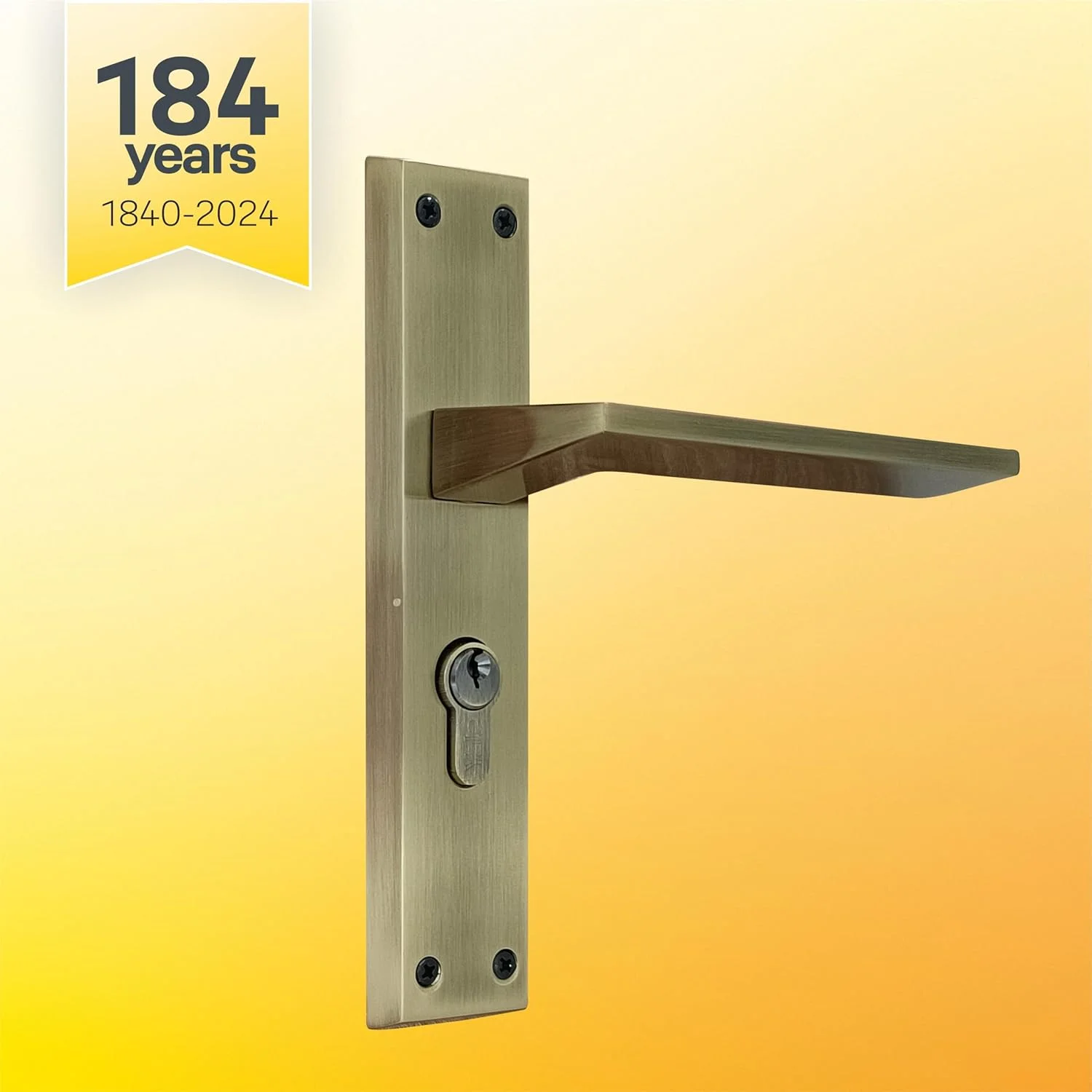 ست دستگیره قفل درب Yale Mortise، قفل درب با امنیت بالا برای درب اصلی - دستگیره قفل درب برای خانه، دفتر، اتاق خواب - مناسب برای درب های 30-40 میلی متر - 3 کلید (پرداخت برنجی عتیقه)