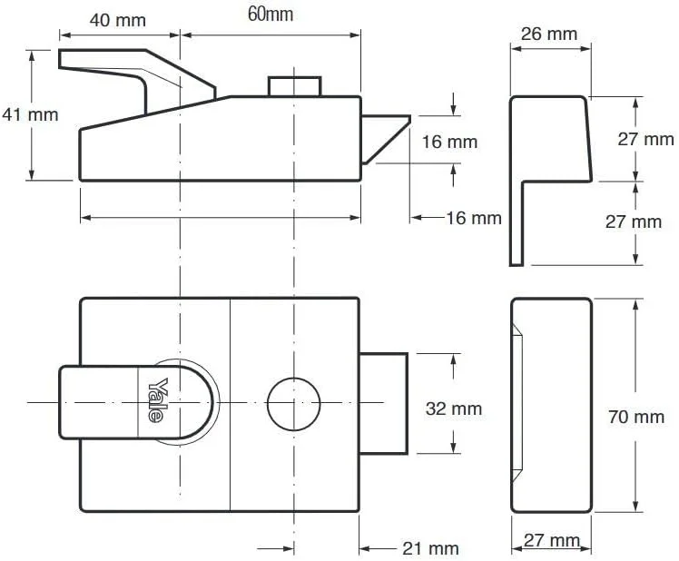 شب بند قفل دار Yale P-89-CH-CH-60، فاصله پشتی 60 میلی متر، روکش کروم، امنیت بالا، با قفل خودکار شب بند قفل دار Yale P-89-CH-CH-60، فاصله پشتی 60 میلی متر، روکش کروم، امنیت بالا، با قفل خودکار