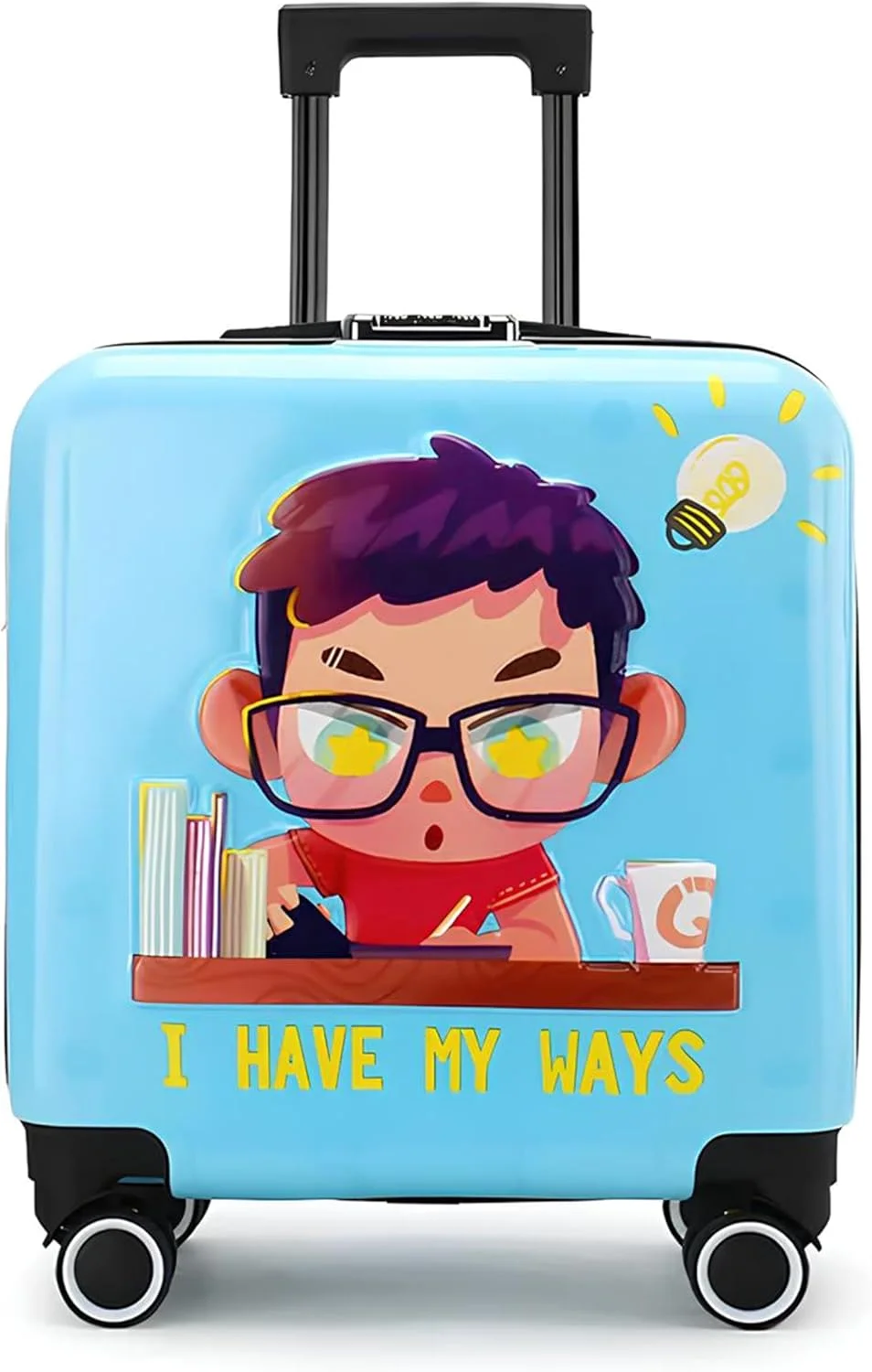 چمدان چرخدار کودکانه طرح کارتونی Storite سایز 20 اینچ، جنس پلی کربنات سخت | کیف ترولی کودکانه (38x22x38 سانتی متر)، آبی، مناسب سفر