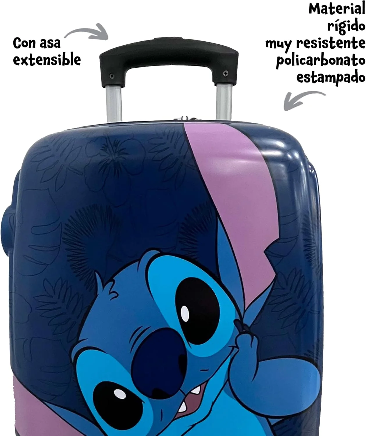 چمدان کابین استیچ دیزنی - 4 چرخ چرخشی و چند جهته، چرخ های دوتایی مجزا، مقاوم، با دسته قابل افزایش، 50 x 33 x 20 سانتی متر، رنگارنگ، چمدان سخت با قابلیت افزایش فضا