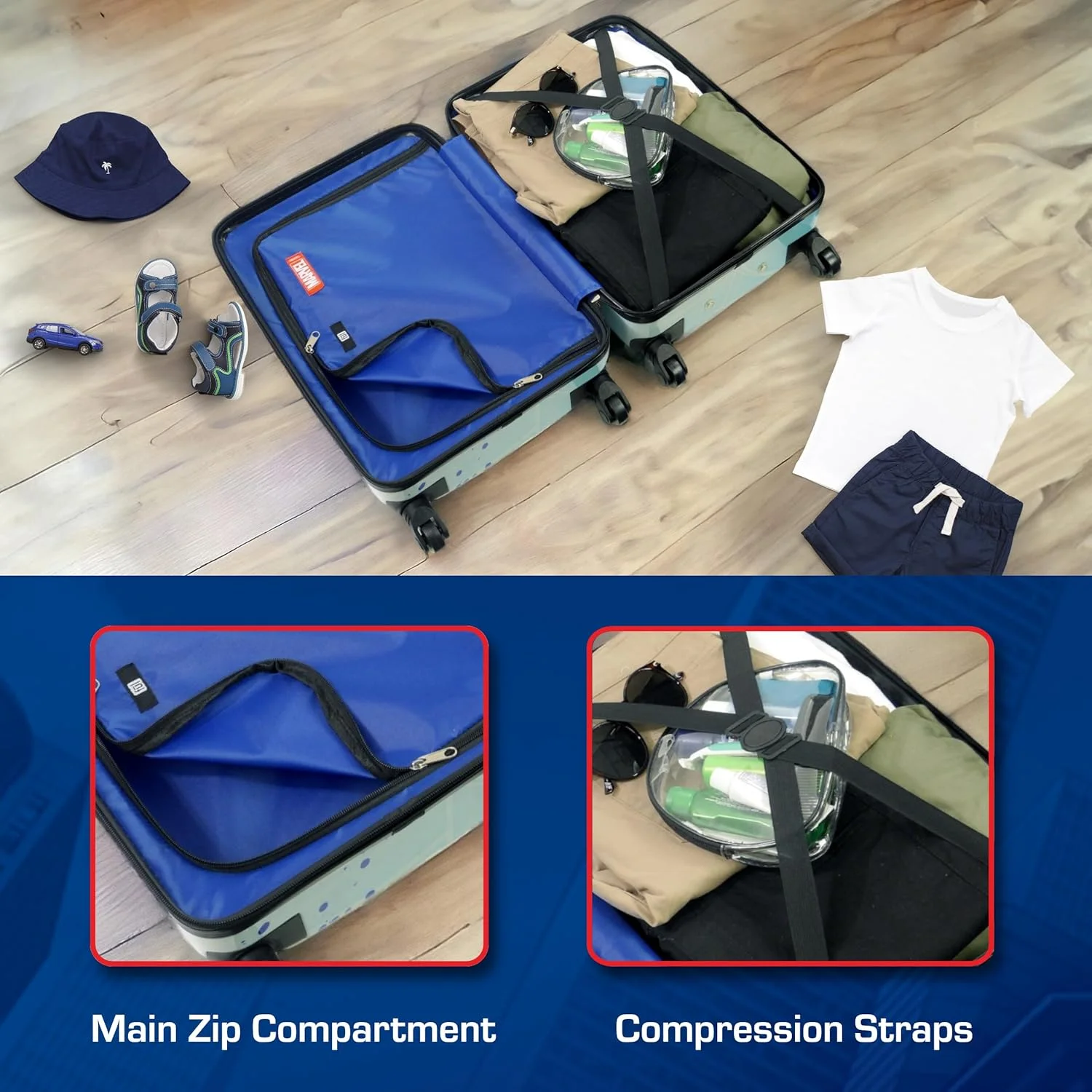 چمدان چرخدار کودکانه FUL Marvel Spider-Man، چمدان سخت با چرخ های اسپینر، چند رنگ، 21 اینچ