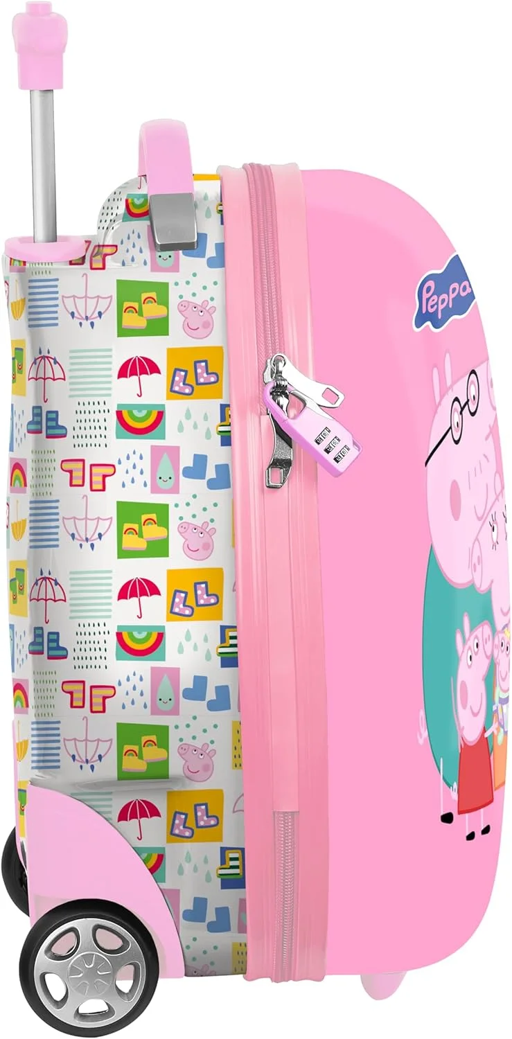 چمدان چرخدار کابین خوک پپا پیگ برای کودک، سایز 16 اینچ، قفل ایمنی، سبک وزن، ابعاد 28 x 23 x 43 سانتی متر چمدان چرخدار کابین خوک پپا پیگ برای کودک، سایز 16 اینچ، قفل ایمنی، سبک وزن، ابعاد 28 x 23 x 43 سانتی متر