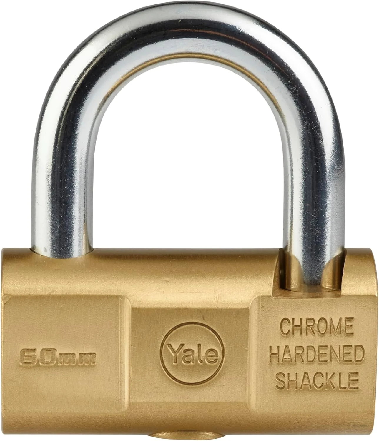 قفل آویز برنجی چکش خور ییل، 60 میلی متر، امنیت بالا، ضد خوردگی، ضد برش، مناسب برای استفاده در فضای باز، حلقه فولادی سخت کاری شده، قفل دوبل، 3 کلید، Y2/60/129/1