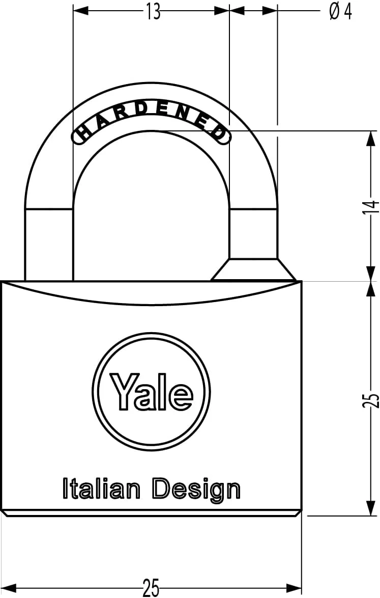 قفل آویز برنجی 25 میلی متری سری 110 ییل مدل 15-0110-2514-00-0201