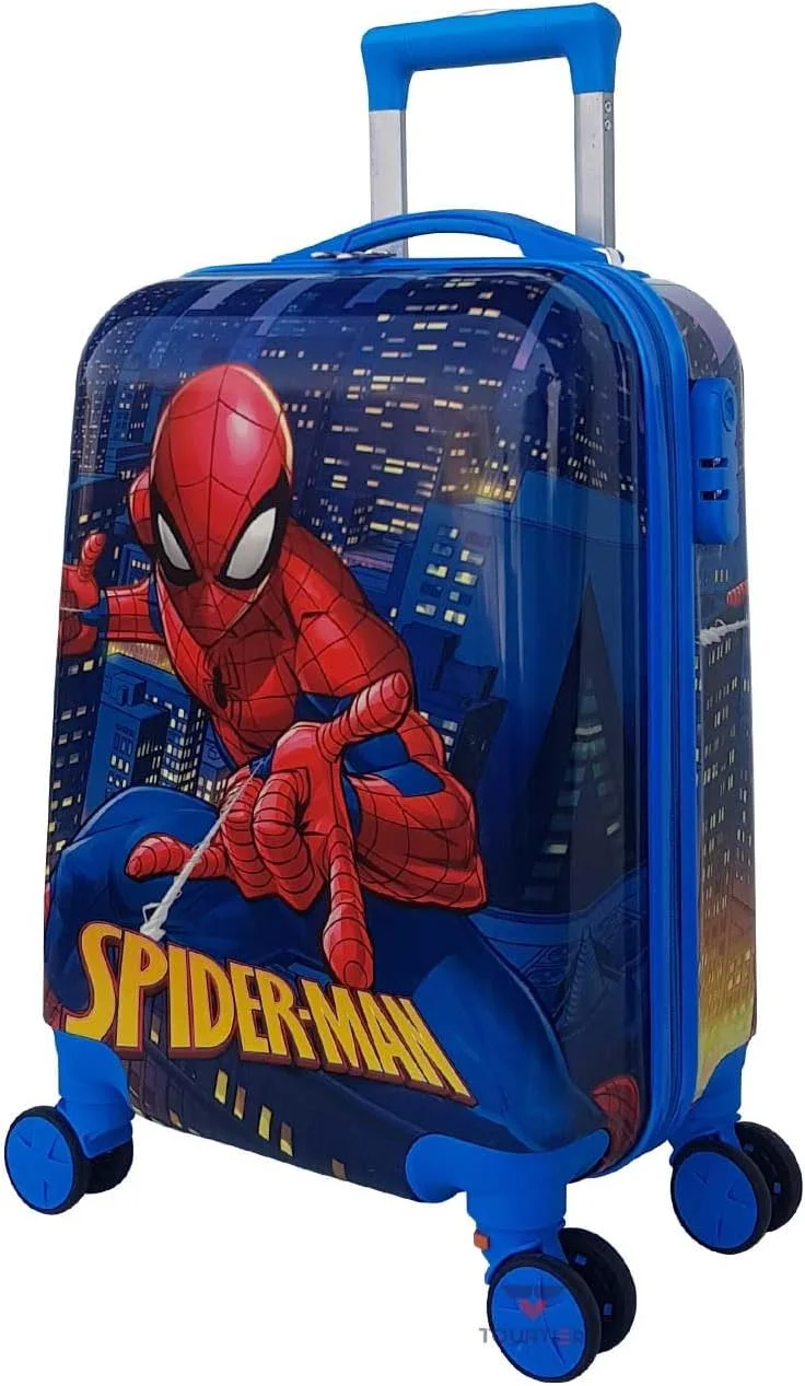 چمدان چرخدار کودک توریتر با طرح های زیبا و 4 چرخ و بدنه سخت مناسب سفر کودکان (آبی تیره)