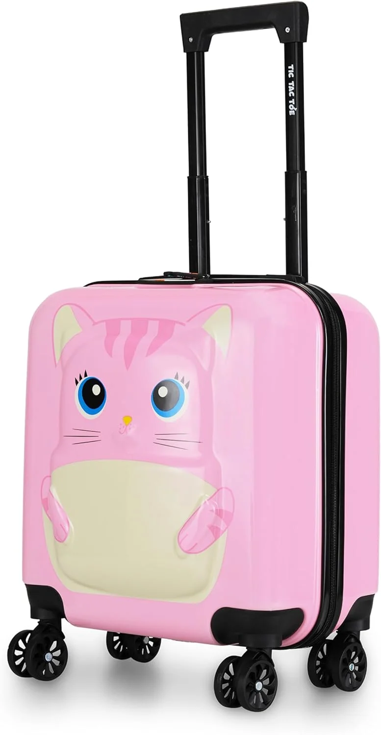چمدان کابین پلی کربنات سخت طرح گربه باغ وحش تیک تاک تو از ناشر مایلز، صورتی، 17 اینچ | کیف ترولی کودکانه 44 سانتی متری
