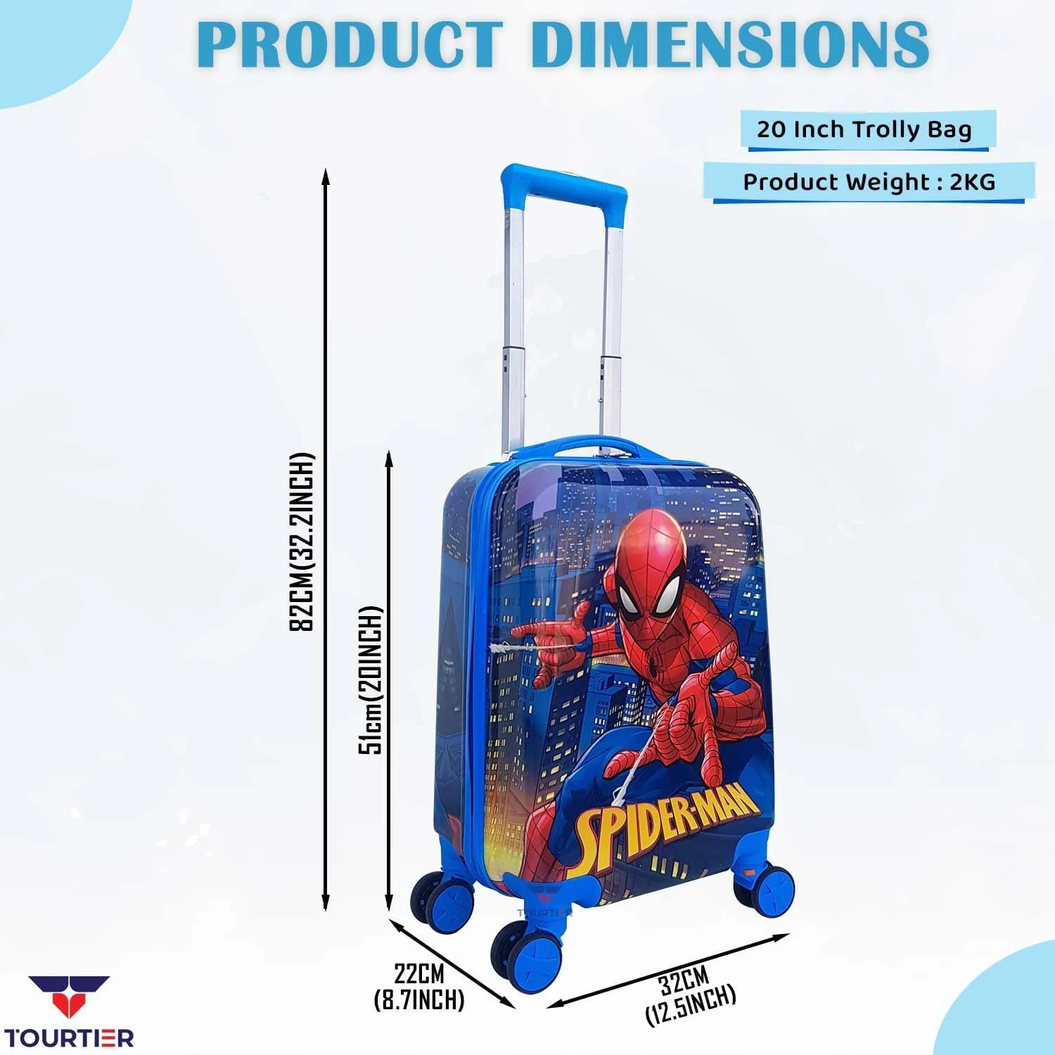 چمدان چرخدار کودک توریتر با طرح های زیبا و 4 چرخ و بدنه سخت مناسب سفر کودکان (آبی تیره) چمدان چرخدار کودک توریتر با طرح های زیبا و 4 چرخ و بدنه سخت مناسب سفر کودکان (آبی تیره)