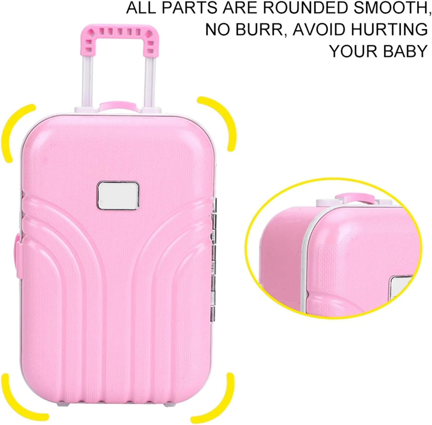 چمدان صورتی بچگانه، چمدان چرخدار کوچک مینی، قلک، چمدان خلاقانه، جعبه پول تزئینی، جعبه پول، چمدان چرخدار پلاستیکی زیبا، جعبه چمدان مینی (صورتی)