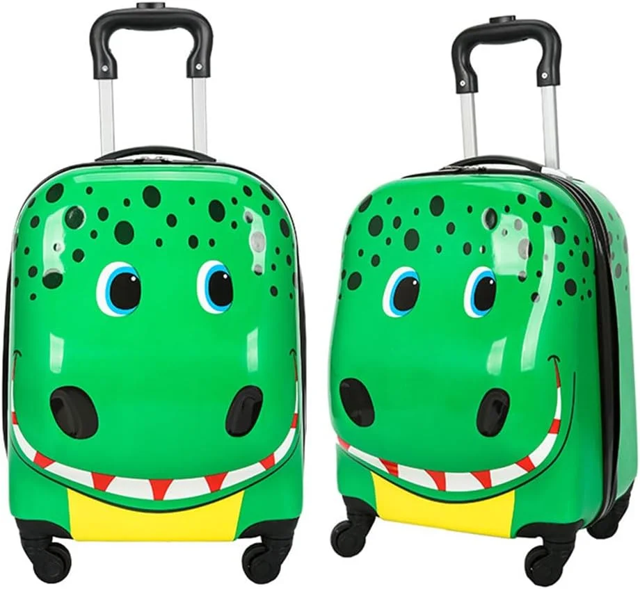 چمدان چرخدار بچگانه، سبک وزن، قابل حمل، چمدان دانش آموزی، کیف دستی، بدنه سخت، مناسب پسران و دختران، چمدان مسافرتی کوچک با 4 چرخ گردان بی صدا برای سفر، تور و کابین (تمساح)