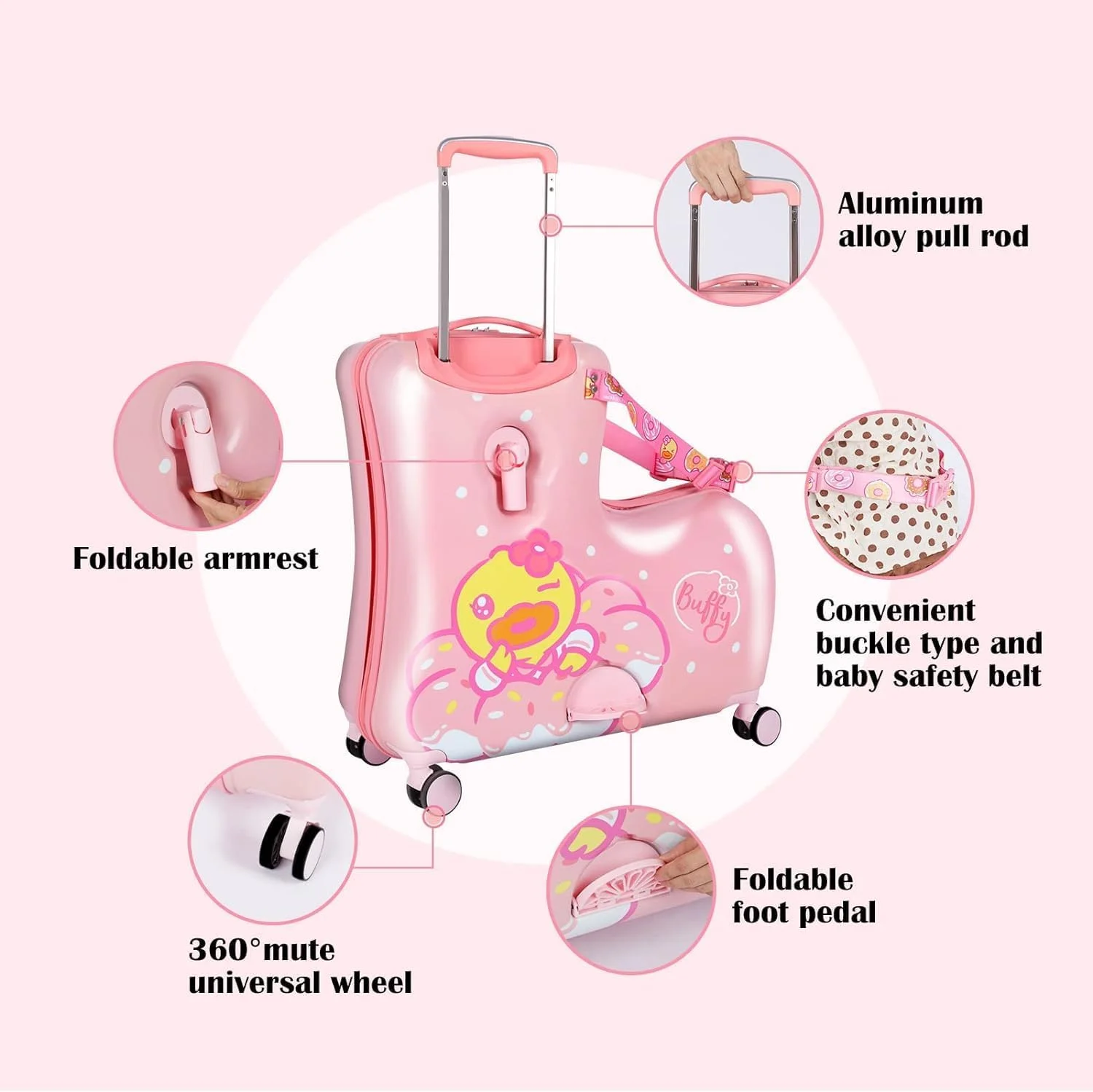 چمدان چرخ دار کودکانه، چمدان ترولی کودکانه با بدنه سخت، چمدان مسافرتی ایمن