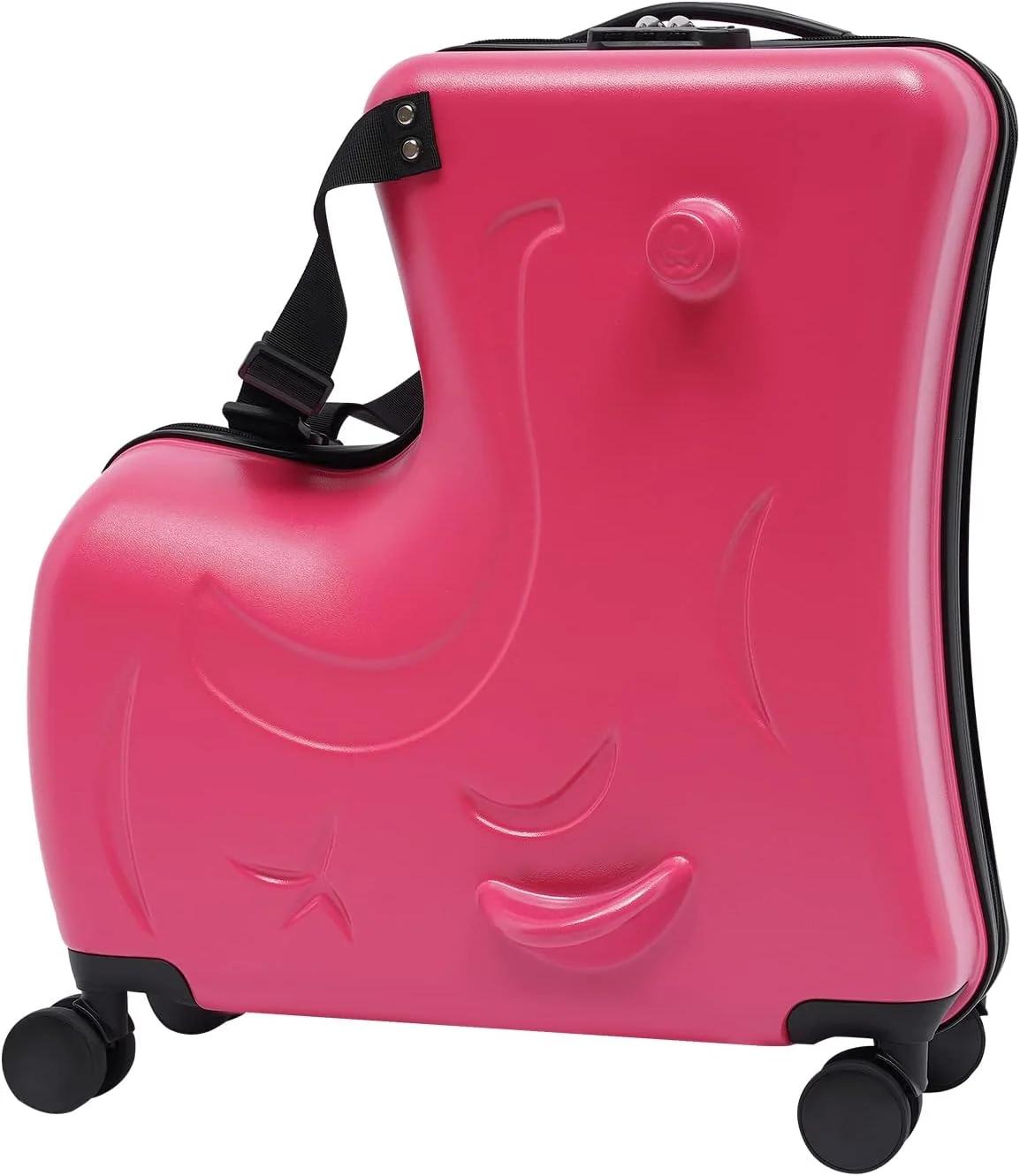 DNYSYSJ Kids Ride-on Suitcase, 20" Travel Trolley Luggage with Wheels Carry On Luggage with Password Lock, Unisex Children's Ride on Luggage, Waterproof Unisex Boys Girls