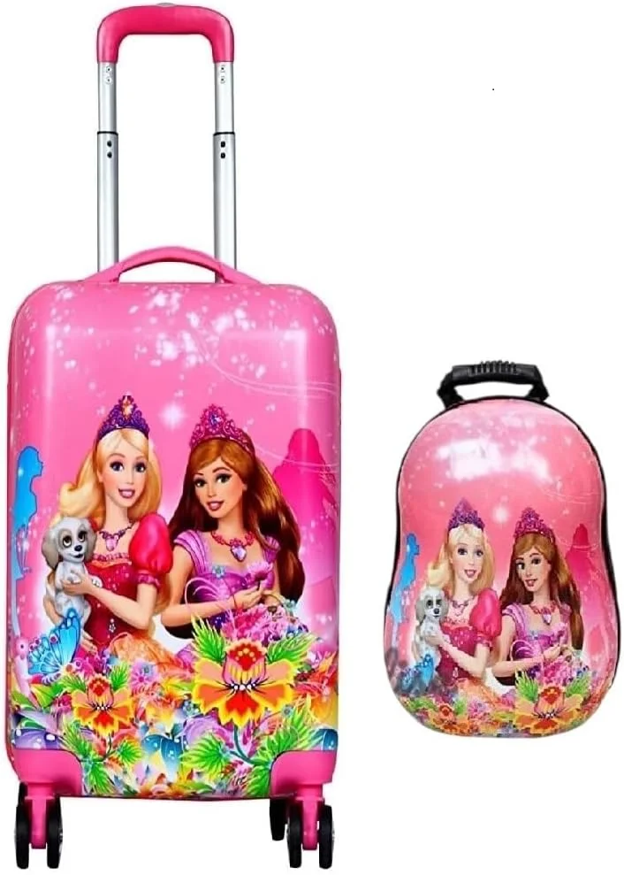 ست چمدان چرخدار 16 اینچی و کوله پشتی 13 اینچی کودکانه D's PARADISE با طرح کارتونی زیبا، مناسب سفر برای دختران و پسران