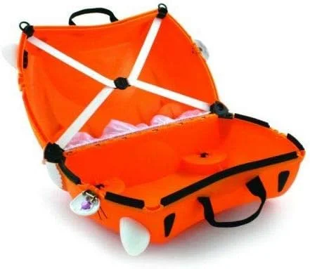 چمدان کودکانه ترانکی | چمدان چرخ دار کودک | کیف دستی زیبا با چرخ | لوازم ضروری سفر هوایی کودک: ببر تیپو نارنجی