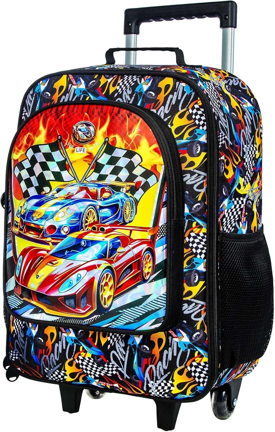 چمدان کودک TXHVO، چمدان چرخ دار 18 اینچی پسرانه، چمدان ماشینی برای کودکان نوپا (مسابقه ای)