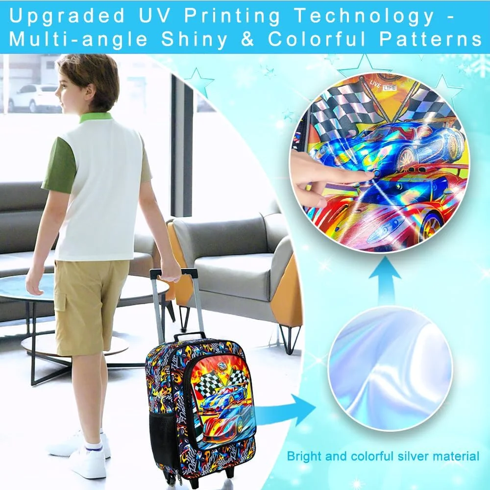 چمدان کودک TXHVO، چمدان چرخ دار 18 اینچی پسرانه، چمدان ماشینی برای کودکان نوپا (مسابقه ای)