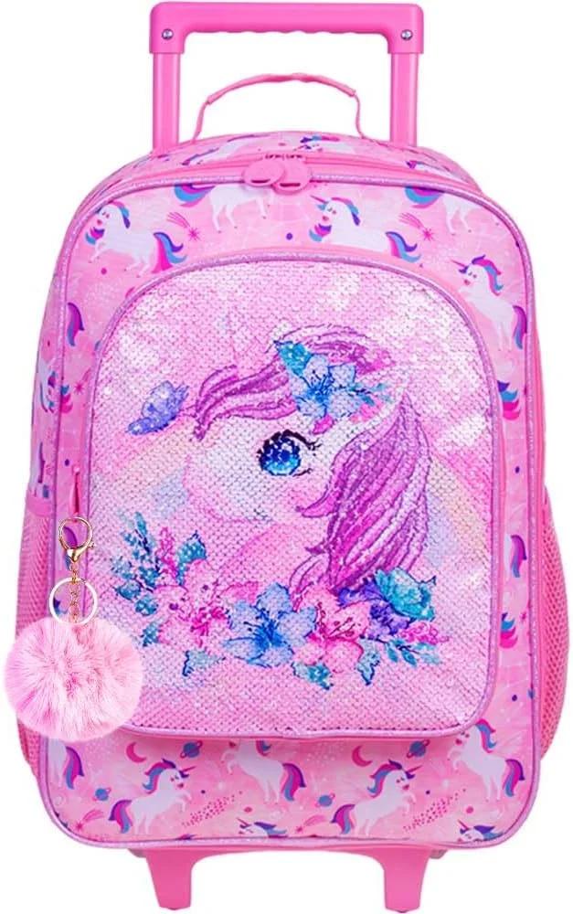 UFNDC Kids Luggage for Girls and Boys, Dinosuar Unicorn Suitcase Rolling with Wheels，Travel Carry on for Children Toddler Elementary, Butterfly unicorn, One Size, Pocket
