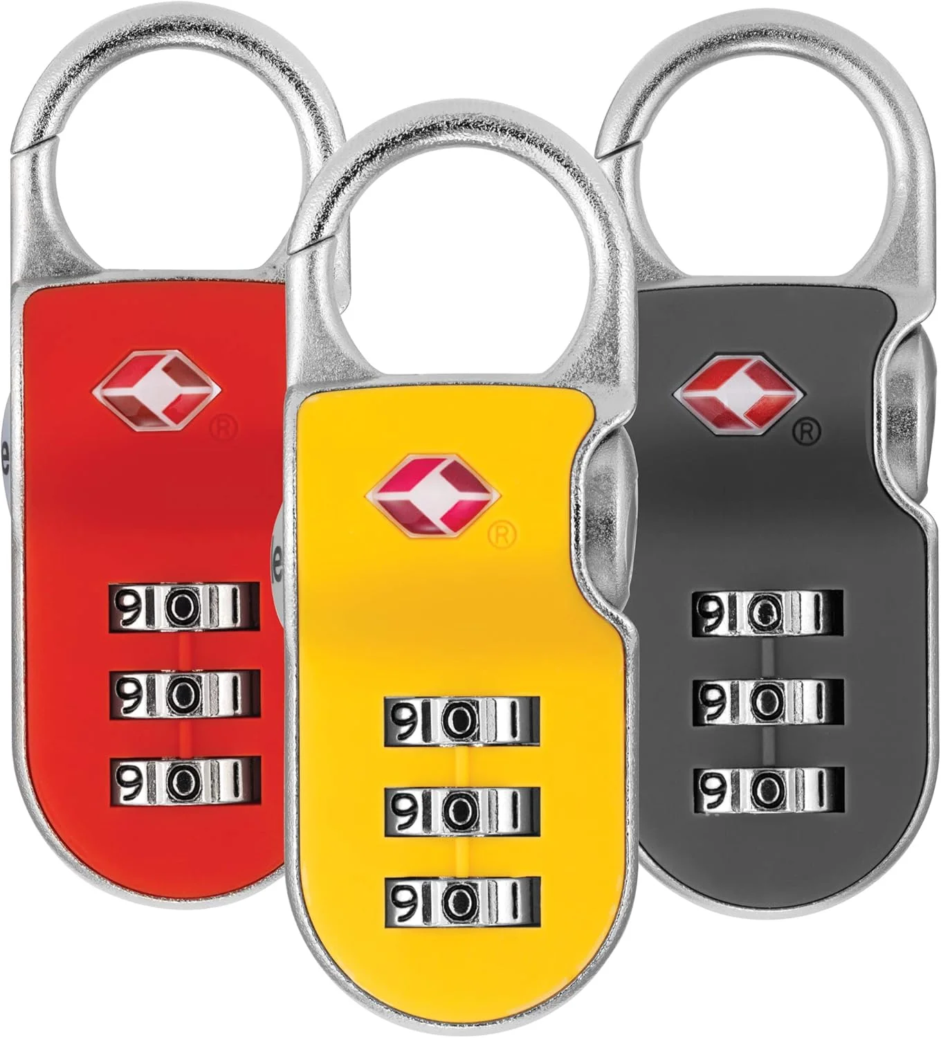قفل سفری استاندارد Yale - YTP2/26/216/1 با تاییدیه Travel Sentry® و بست گیره ای - خاکستری، قرمز و زرد