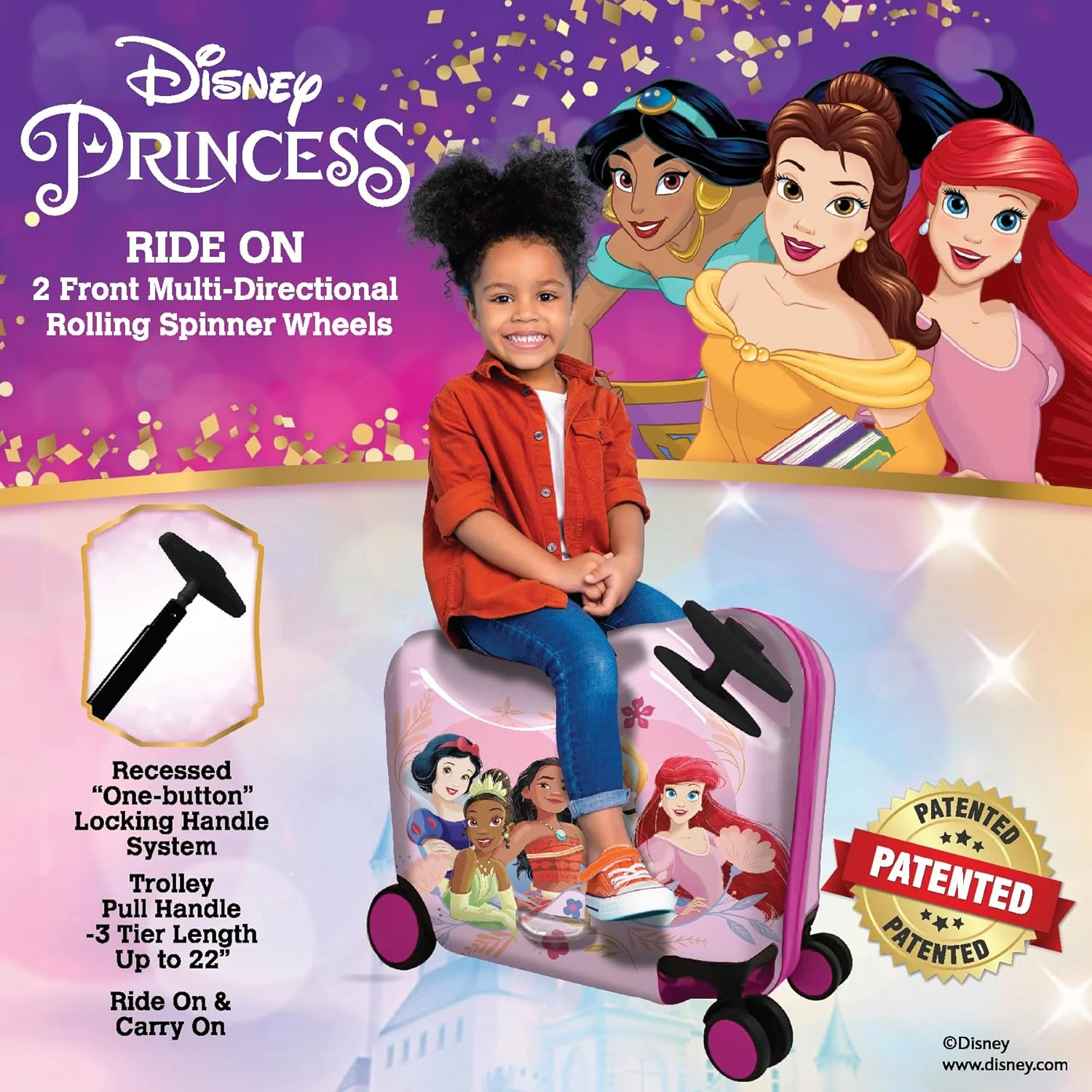 چمدان کودکانه دیزنی پرنسس - چمدان چرخدار 18 اینچی مناسب کودکان نوپا - تیانا، موانا، آریل، سیندرلا، سفید برفی، کیف دستی زیبا با چرخ، 45.72x25.4x36.83 سانتیمتر، پرنسس 18 اینچ، چمدان سواری چمدان کودکانه دیزنی پرنسس - چمدان چرخدار 18 اینچی مناسب کودکان نوپا - تیانا، موانا، آریل، سیندرلا، سفید برفی، کیف دستی زیبا با چرخ، 45.72x25.4x36.83 سانتیمتر، پرنسس 18 اینچ، چمدان سواری