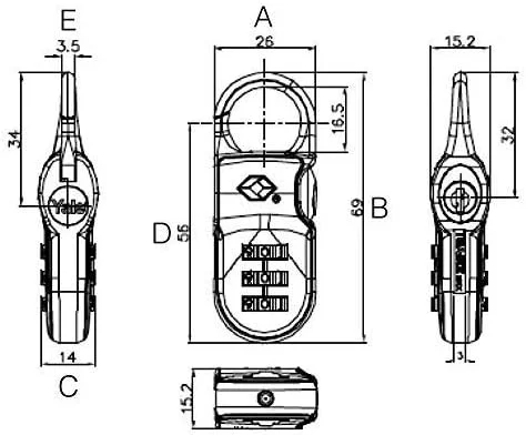 قفل سفری استاندارد Yale - YTP2/26/216/1 با تاییدیه Travel Sentry® و بست گیره ای - خاکستری، قرمز و زرد
