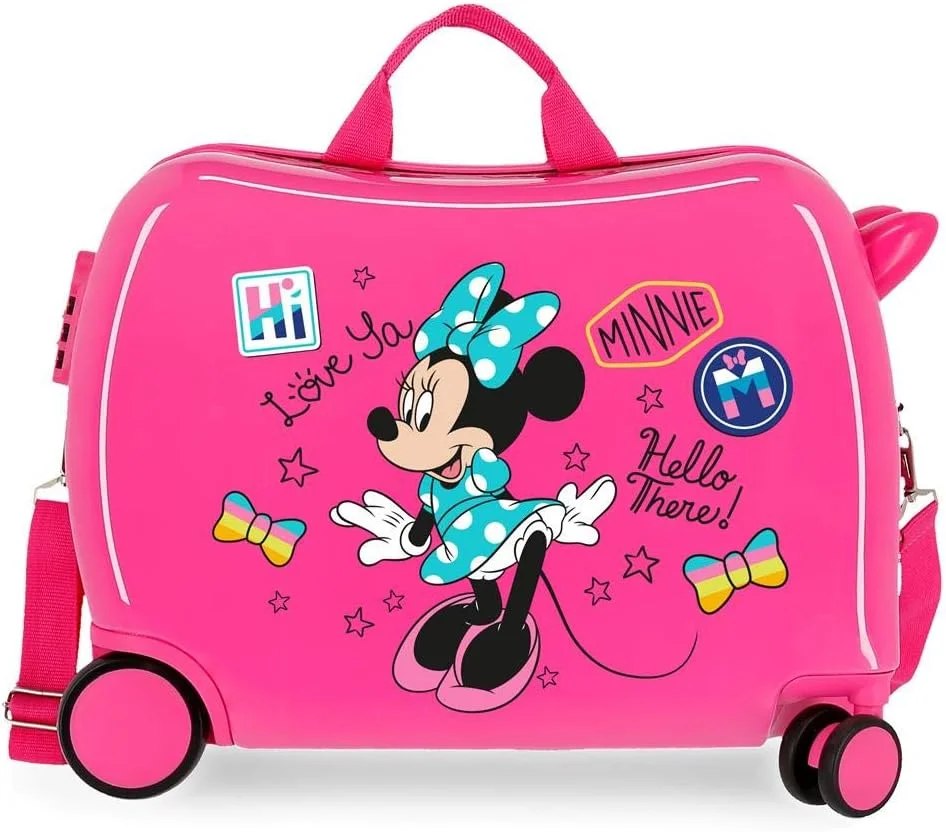 چمدان چرخ دار کودکانه دیزنی طرح مینی موس صورتی، ابعاد 50x38x20 سانتی متر، جنس ABS سخت، قفل ترکیبی، 34 لیتر، وزن 2.3 کیلوگرم، 4 چرخ، مناسب برای حمل دستی