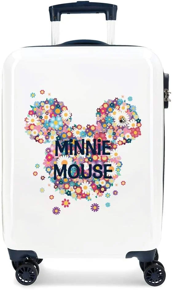 چمدان کابین آبی رنگ طرح مینی موس دیزنی، 37x55x20 سانتی متر، ABS سخت، قفل ترکیبی، 34 لیتر، 2.6 کیلوگرم، 4 چرخ دوبل، مناسب برای حمل دستی