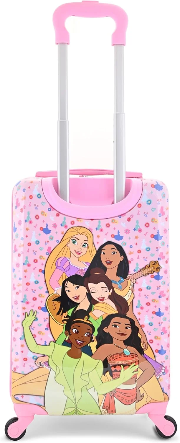 چمدان سخت پوسته 20 اینچی پرنسس دیزنی - تیانا راپانزل موانا پوکاهونتاس، چمدان سخت و بادوام و زیبا برای مسافرت با چرخ های اسپینر، 20x12x8 اینچ، پرنسس 20 اینچ، چمدان سخت، چمدان سخت 20 اینچ