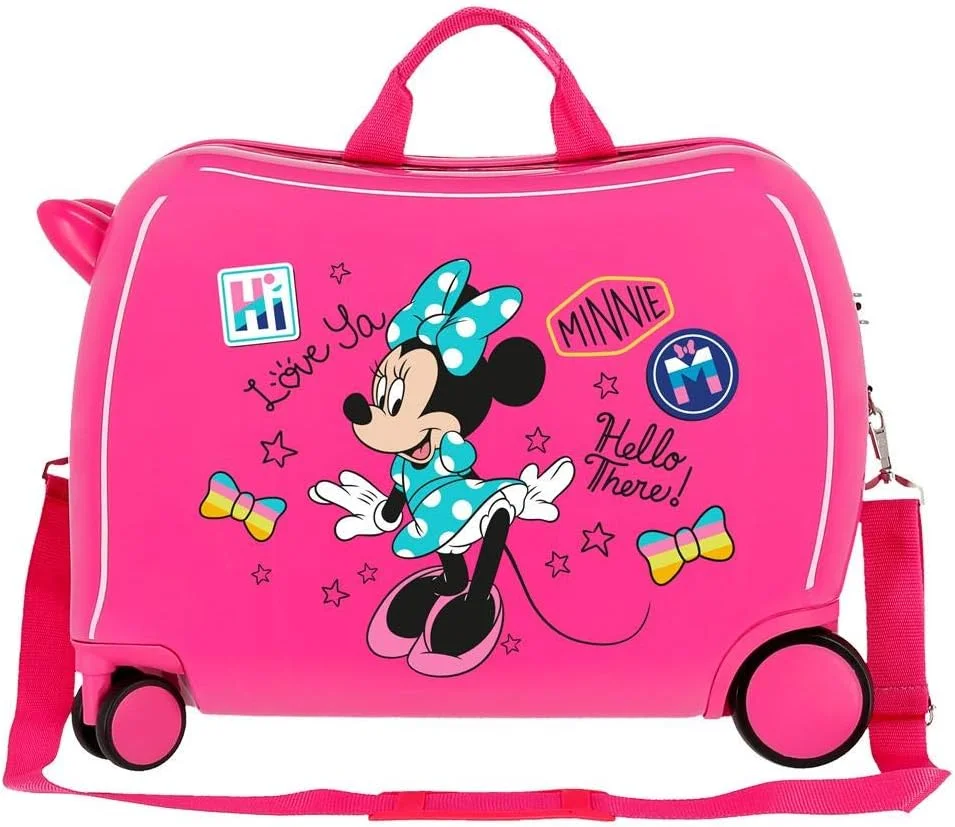 چمدان چرخ دار کودکانه دیزنی طرح مینی موس صورتی، ابعاد 50x38x20 سانتی متر، جنس ABS سخت، قفل ترکیبی، 34 لیتر، وزن 2.3 کیلوگرم، 4 چرخ، مناسب برای حمل دستی