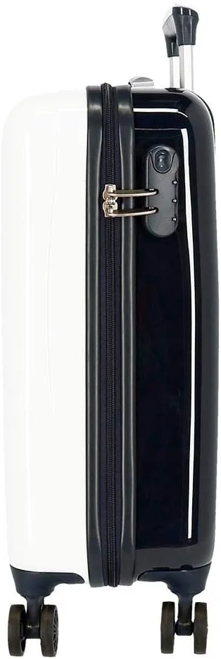 چمدان کابین آبی رنگ طرح مینی موس دیزنی، 37x55x20 سانتی متر، ABS سخت، قفل ترکیبی، 34 لیتر، 2.6 کیلوگرم، 4 چرخ دوبل، مناسب برای حمل دستی