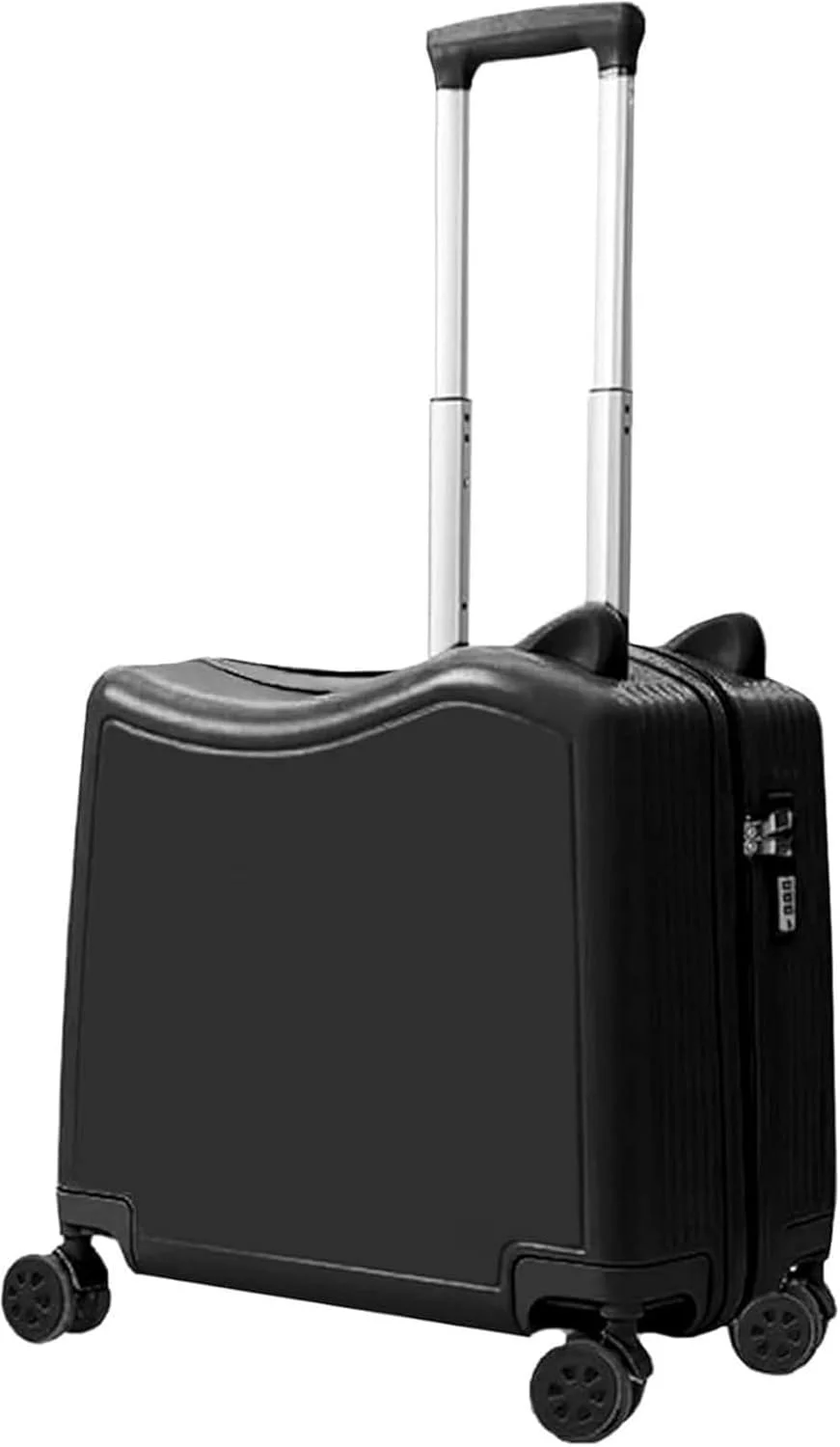 چمدان چرخدار کودکانه یلاجوی 18 اینچی، چمدان مستطیلی کودکانه، چمدان ترولی مسافرتی، چمدان چرخدار ایستاده با قفل برای سفرهای کوتاه، سفرهای مدرسه، گردش ها (مشکی)