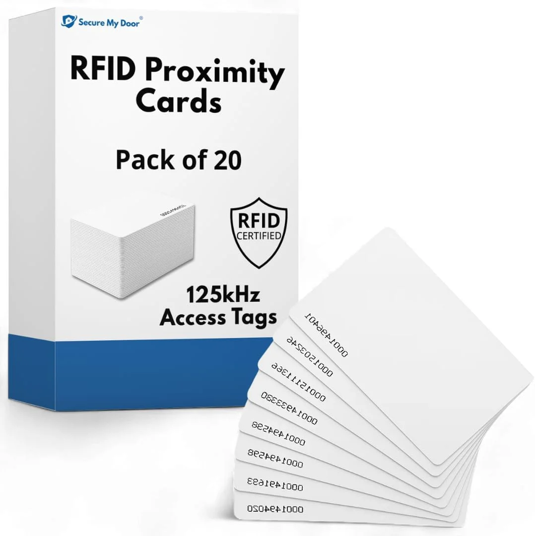 کارت RFID سفید SecureMyDoor بسته 20 عددی - توکن - تگ - فرکانس 125 کیلوهرتز - ایده آل برای صفحه کلید دیجیتال | کارتخوان مجاورتی | سیستم کنترل دسترسی درب ورودی