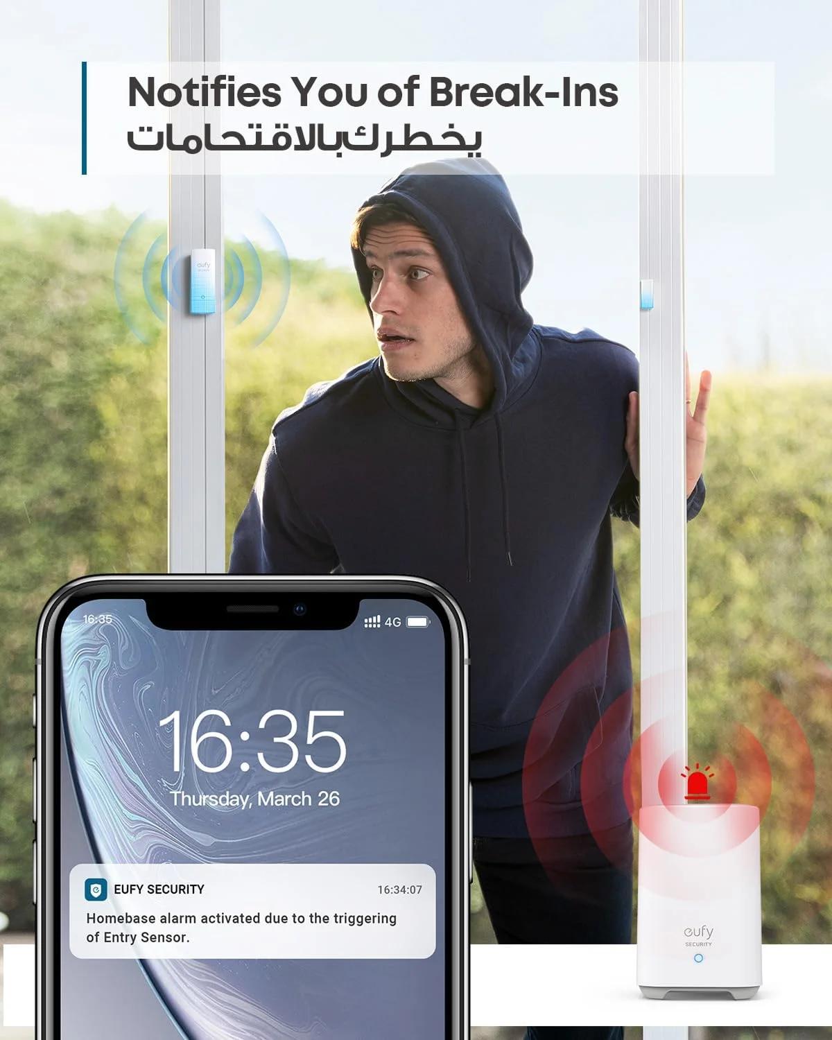 کیت دزدگیر 5 تکه امنیتی یوفی، سیستم امنیتی خانه، صفحه کلید، سنسور حرکتی، 2 سنسور ورودی، سیستم دزدگیر خانه، کنترل از طریق برنامه، اتصال به eufyCam