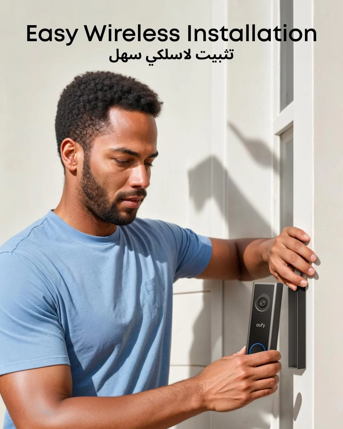 دوربین زنگ درب ویدیویی بی‌سیم C30 ایوفی سکیوریتی، تماس ویدیویی زنده، 2K FHD، باتری خور، نمای عریض 16:9، نصب آسان، تشخیص انسان و حرکت، سازگار با HomeBase S380، بدون هزینه اشتراک ماهانه