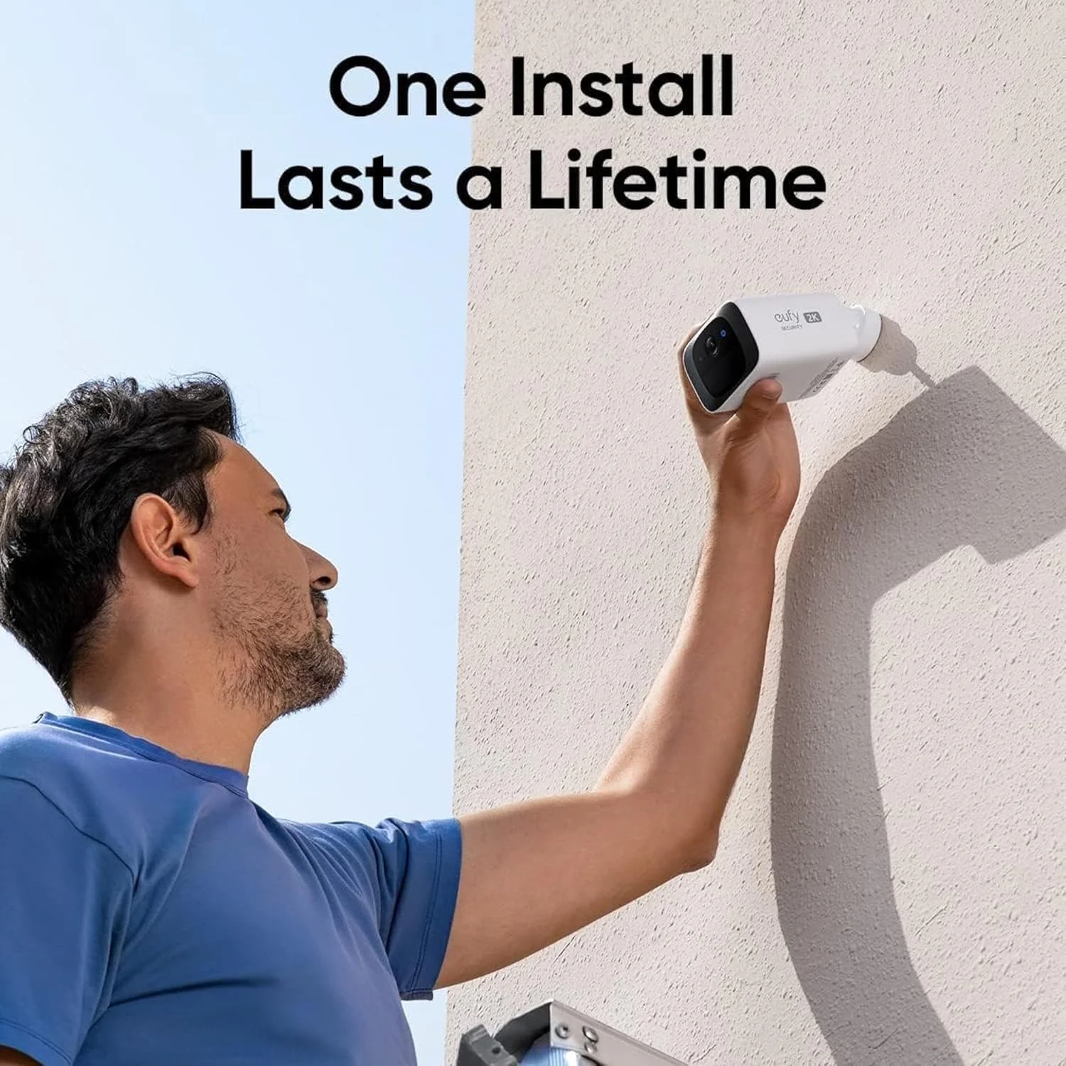 دوربین امنیتی خورشیدی بی‌سیم Eufy Security S220 SoloCam برای فضای باز، با توان مداوم، دوربین امنیتی خانگی با وضوح 2K، وای‌فای 2.4 گیگاهرتز، بدون هزینه اشتراک ماهانه، سازگار با HomeBase 3 (بسته 2 عددی)