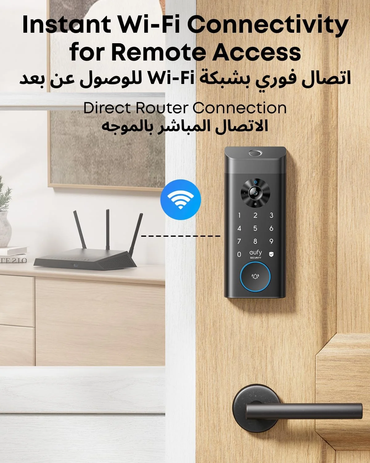 قفل هوشمند تصویری E330 یوفی سکیوریتی، قفل درب 3 در 1 شامل دوربین + زنگ درب + ورود بدون کلید با اثر انگشت، قفل درب وای فای، کنترل از راه دور با اپلیکیشن، 2K HD، دوربین زنگ درب، بدون هزینه اشتراک ماهانه