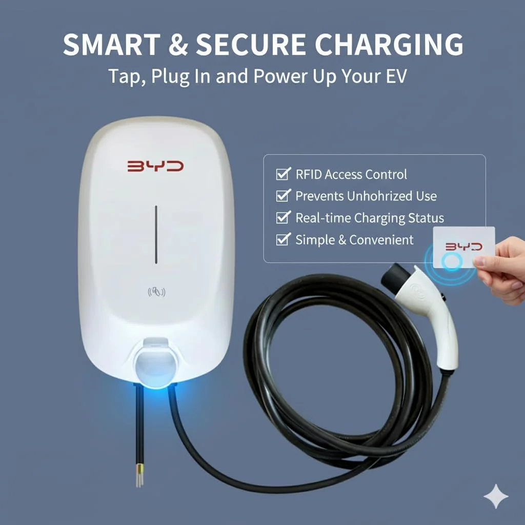 شارژر اصلی BYD EV | GBT، 7 کیلووات، 32 آمپر | نصب دیواری | کنترل دسترسی RFID | مقاوم در برابر آب و هوا | برای BYD، Leopard، Han، Atto، Seal، ID.4، Changan، Rox، MG، ROX، Xiaomi، Chery، Geely و سایر خودروهای برقی GBT چین شارژر اصلی BYD EV | GBT، 7 کیلووات، 32 آمپر | نصب دیواری | کنترل دسترسی RFID | مقاوم در برابر آب و هوا | برای BYD، Leopard، Han، Atto، Seal، ID.4، Changan، Rox، MG، ROX، Xiaomi، Chery، Geely و سایر خودروهای برقی GBT چین