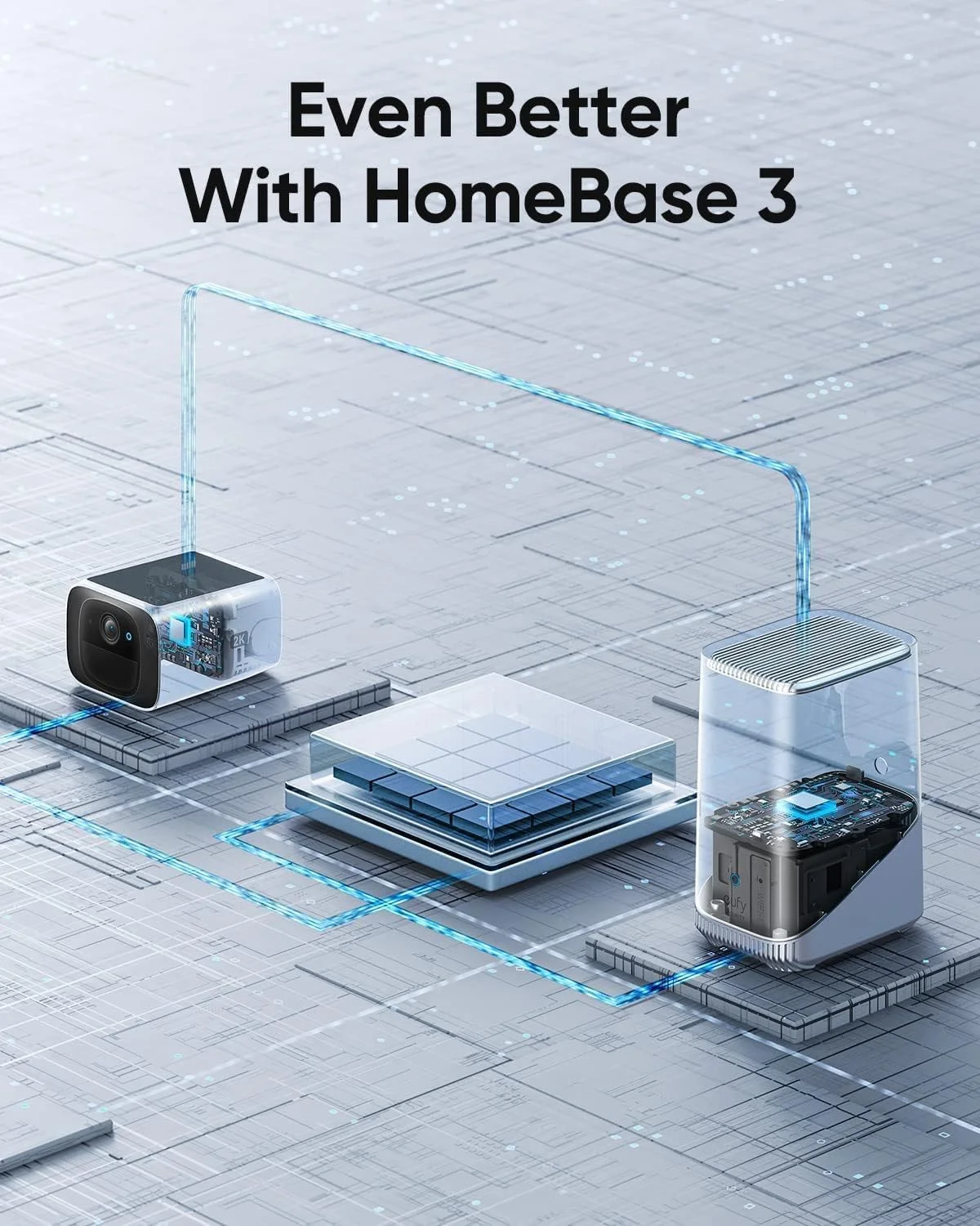 دوربین امنیتی خورشیدی بی‌سیم بیرونی یوفی مدل Security S220 SoloCam، توان مداوم، دوربین امنیتی خانگی با رزولوشن 2K، وای‌فای 2.4 گیگاهرتز، بدون هزینه ماهانه، سازگار با HomeBase 3 (بسته‌ی 2 عددی)