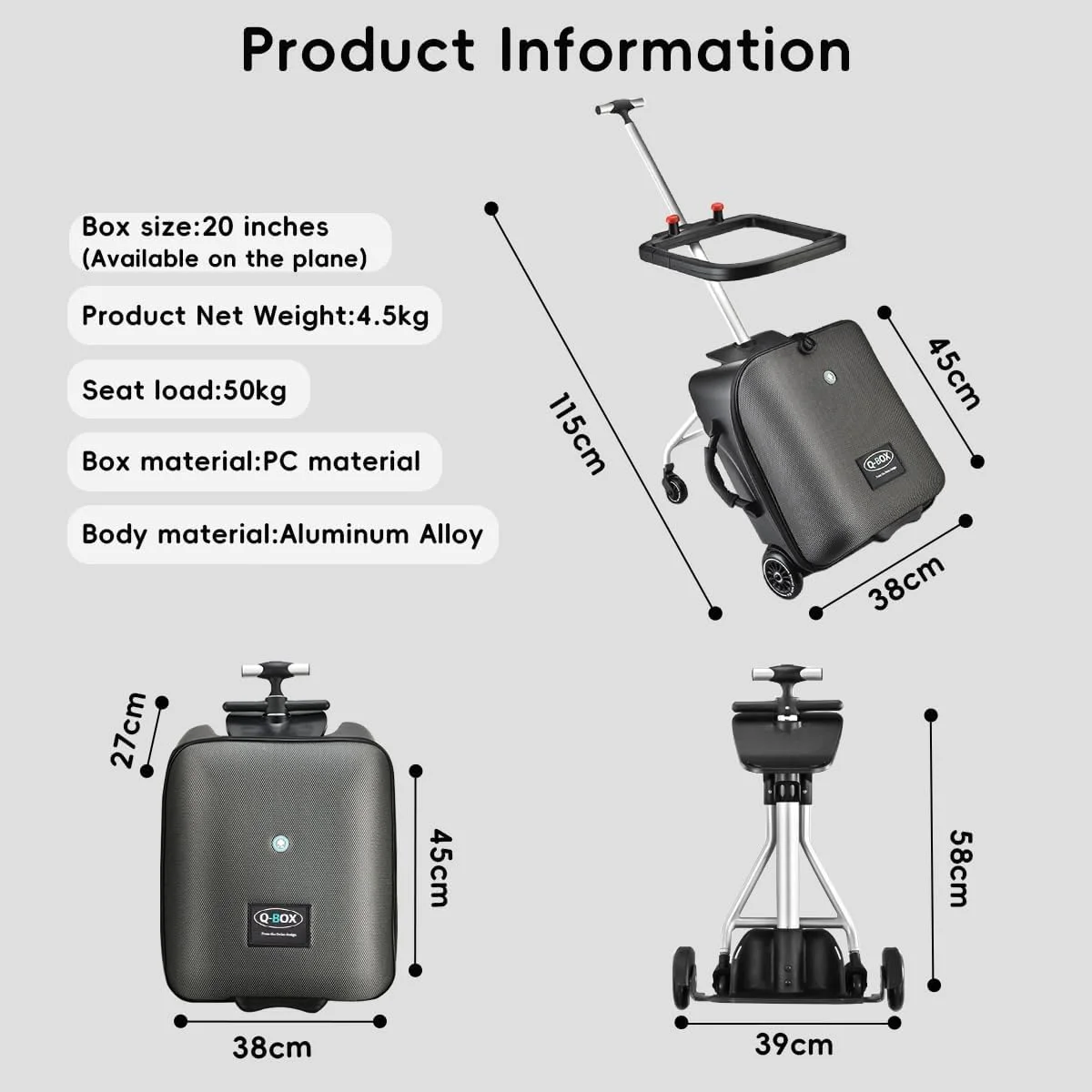 چمدان چرخدار کودکانه Zertylre، ست چمدان کودک، چمدان سخت 20 اینچی قابل افزایش با چرخ های اسپینر، کیف ترولی 2 در 1 و کالسکه کودک، سفر فرودگاهی آسان (مشکی) چمدان چرخدار کودکانه Zertylre، ست چمدان کودک، چمدان سخت 20 اینچی قابل افزایش با چرخ های اسپینر، کیف ترولی 2 در 1 و کالسکه کودک، سفر فرودگاهی آسان (مشکی)