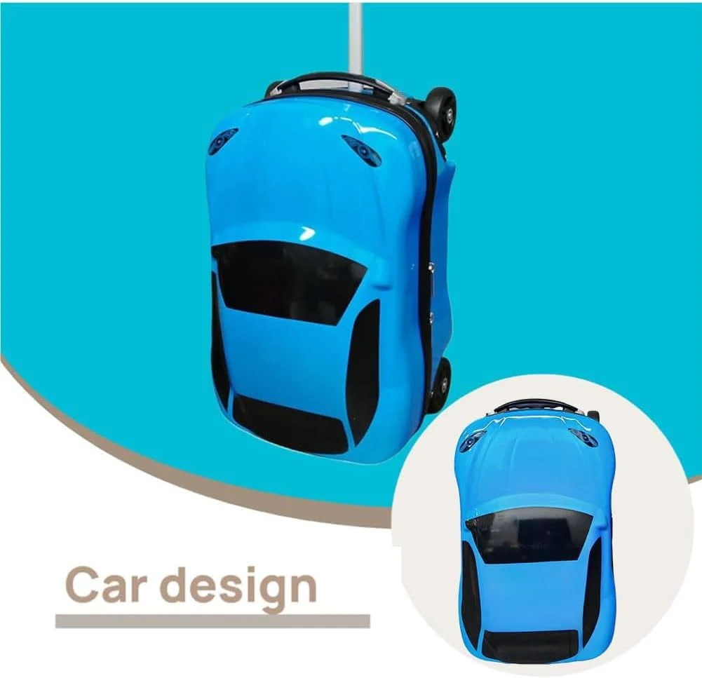 چمدان ماشینی 18 اینچی Zxioral برای پسران، چمدان چرخدار برای کودکان، چمدان مسافرتی بچه گانه با طرح ماشین کارتونی با دسته تلسکوپی برای کودکان و نوجوانان، آبی، ماشین چمدان ماشینی 18 اینچی Zxioral برای پسران، چمدان چرخدار برای کودکان، چمدان مسافرتی بچه گانه با طرح ماشین کارتونی با دسته تلسکوپی برای کودکان و نوجوانان، آبی، ماشین