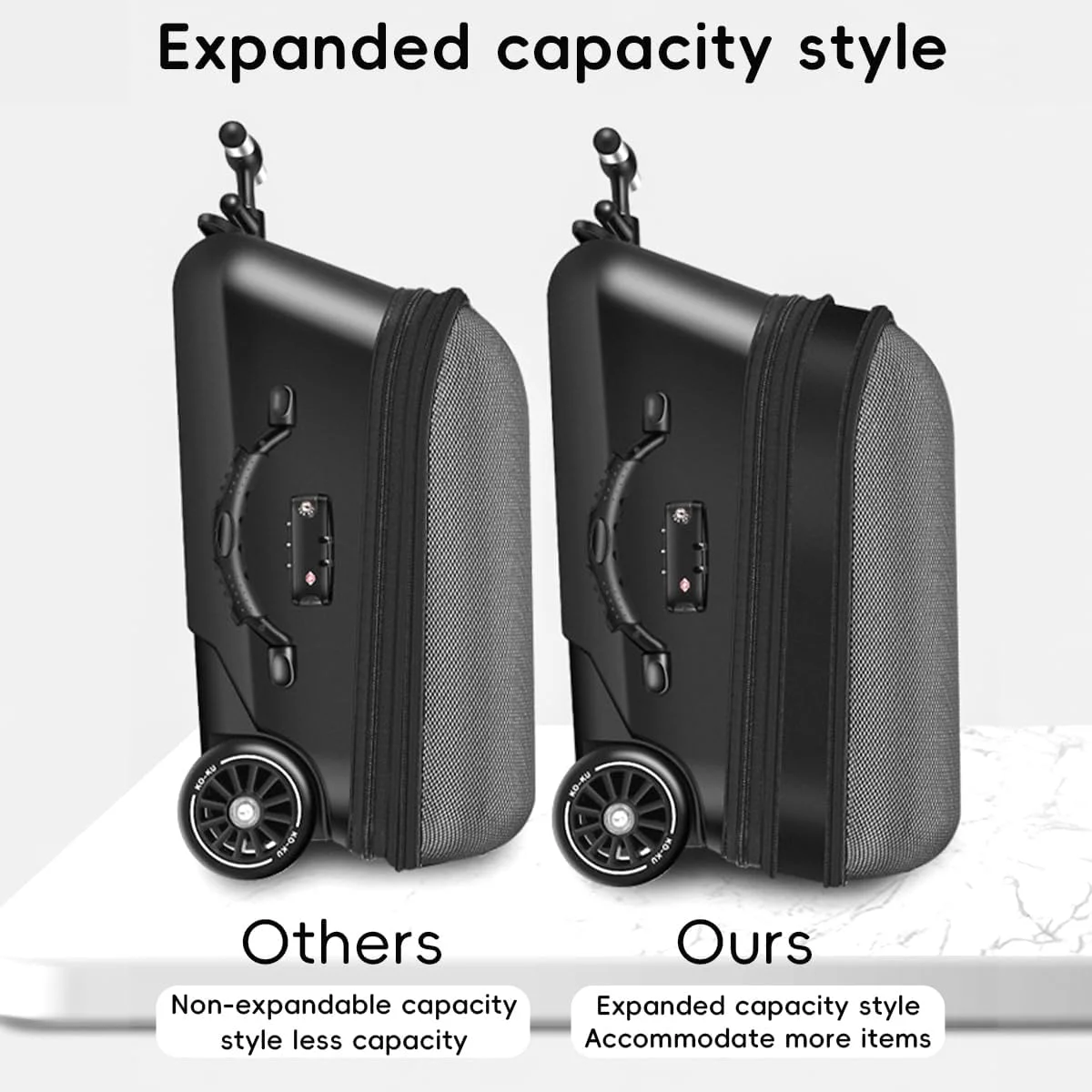 چمدان چرخدار کودکانه Zertylre، ست چمدان کودک، چمدان سخت 20 اینچی قابل افزایش با چرخ های اسپینر، کیف ترولی 2 در 1 و کالسکه کودک، سفر فرودگاهی آسان (مشکی) چمدان چرخدار کودکانه Zertylre، ست چمدان کودک، چمدان سخت 20 اینچی قابل افزایش با چرخ های اسپینر، کیف ترولی 2 در 1 و کالسکه کودک، سفر فرودگاهی آسان (مشکی)