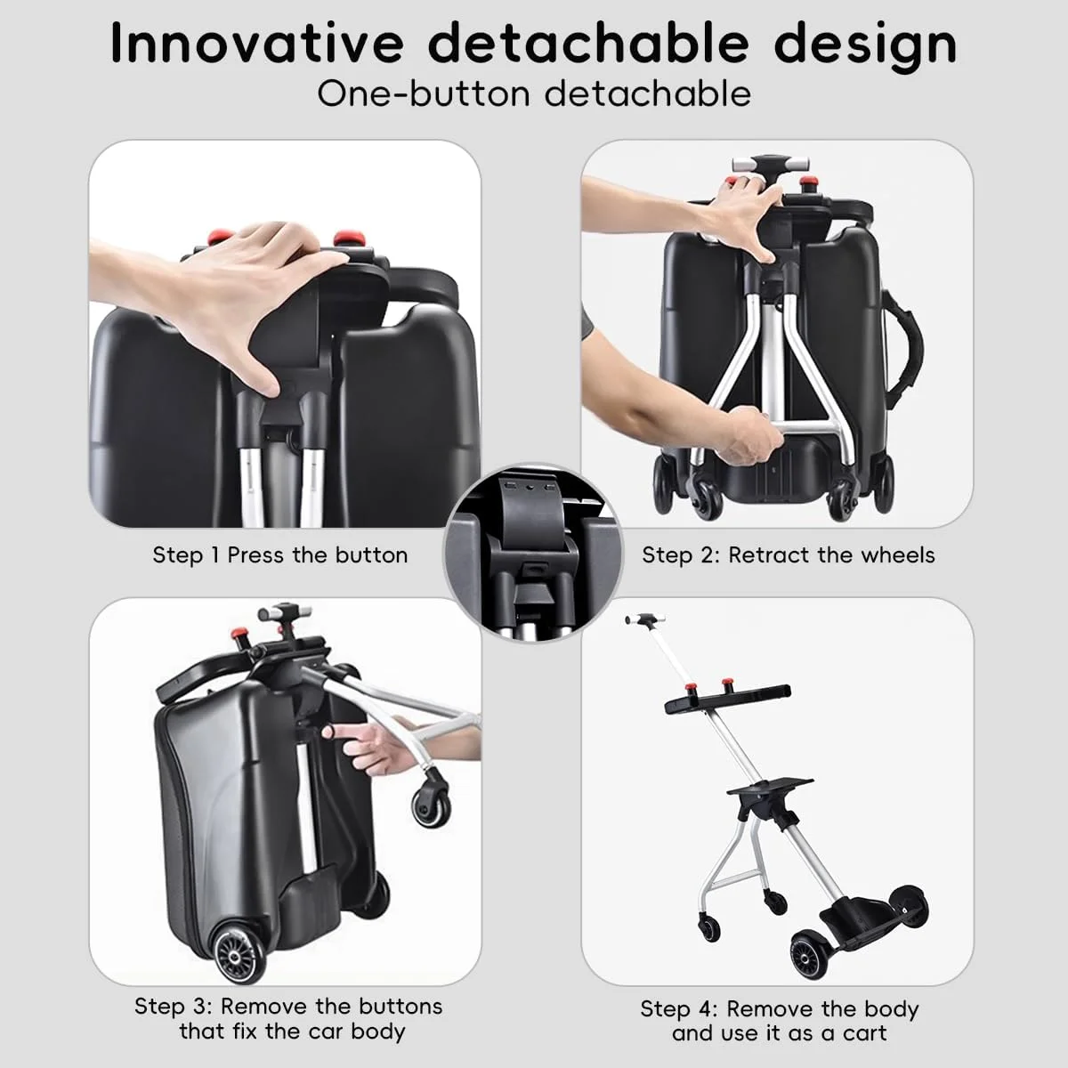 چمدان چرخدار کودکانه Zertylre، ست چمدان کودک، چمدان سخت 20 اینچی قابل افزایش با چرخ های اسپینر، کیف ترولی 2 در 1 و کالسکه کودک، سفر فرودگاهی آسان (مشکی) چمدان چرخدار کودکانه Zertylre، ست چمدان کودک، چمدان سخت 20 اینچی قابل افزایش با چرخ های اسپینر، کیف ترولی 2 در 1 و کالسکه کودک، سفر فرودگاهی آسان (مشکی)