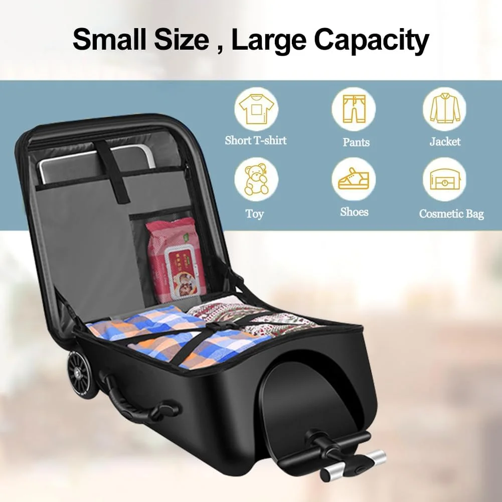چمدان چرخدار کودکانه Zertylre، ست چمدان کودک، چمدان سخت 20 اینچی قابل افزایش با چرخ های اسپینر، کیف ترولی 2 در 1 و کالسکه کودک، سفر فرودگاهی آسان (مشکی) چمدان چرخدار کودکانه Zertylre، ست چمدان کودک، چمدان سخت 20 اینچی قابل افزایش با چرخ های اسپینر، کیف ترولی 2 در 1 و کالسکه کودک، سفر فرودگاهی آسان (مشکی)