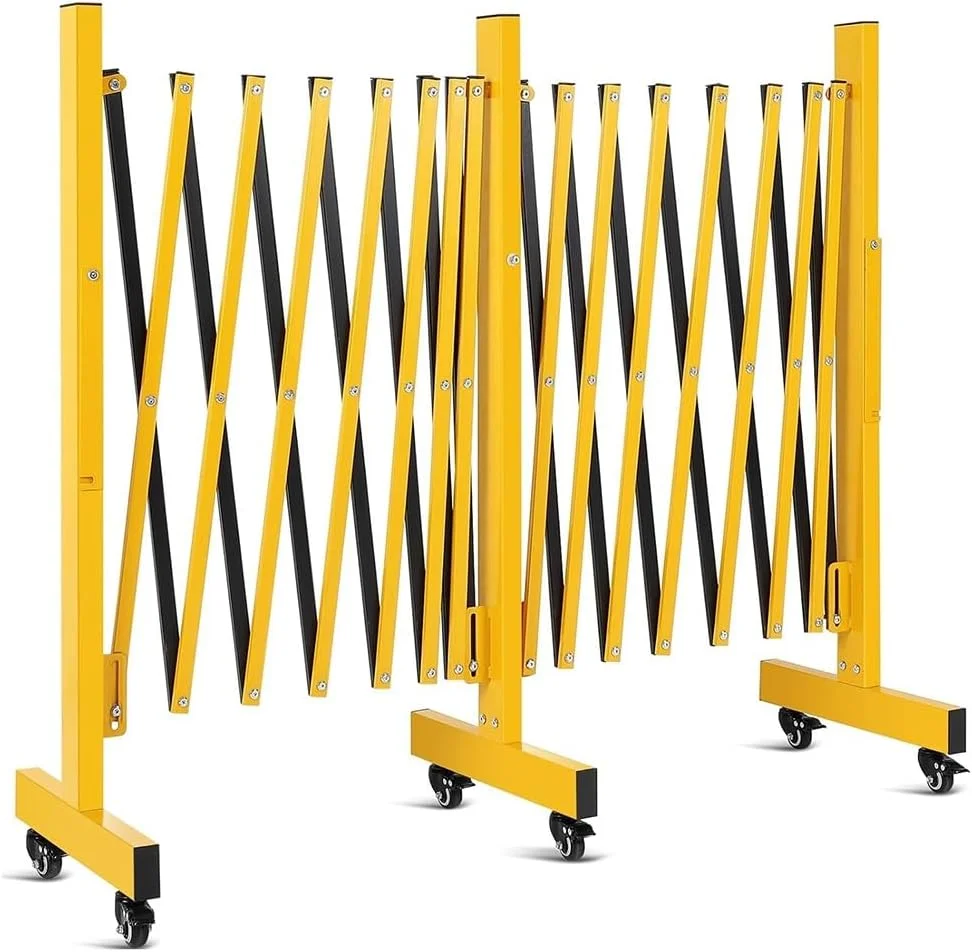 Folding Safety Expandable Barricade, Retractable Traffic Fence with Casters Retractable Driveway Gate Crowd Control Scissor Gate for Construction Area, Traffic ，Black Yellow 1x4m