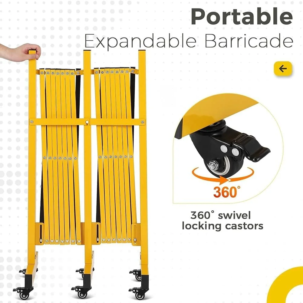 Folding Safety Expandable Barricade, Retractable Traffic Fence with Casters Retractable Driveway Gate Crowd Control Scissor Gate for Construction Area, Traffic ,Black Yellow 1x4m Folding Safety Expandable Barricade, Retractable Traffic Fence with Casters Retractable Driveway Gate Crowd Control Scissor Gate for Construction Area, Traffic ,Black Yellow 1x4m