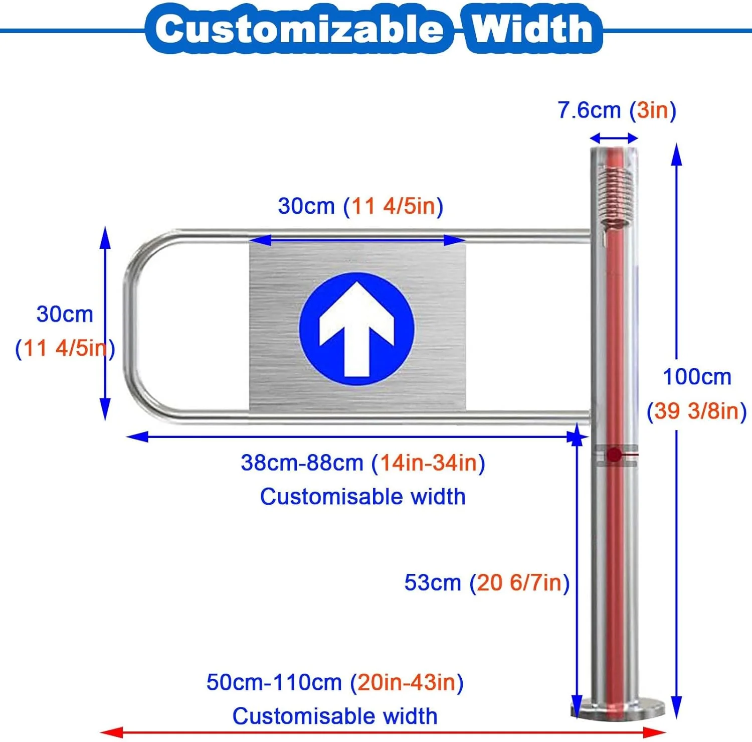 درب امنیتی اتوماتیک تک لنگه برای فروشگاه ها و سوپرمارکت ها، دروازه ورودی فلزی قابل تنظیم (راست، عرض: 65 سانتی متر) - ایده آل برای کنترل تردد بالا درب امنیتی اتوماتیک تک لنگه برای فروشگاه ها و سوپرمارکت ها، دروازه ورودی فلزی قابل تنظیم (راست، عرض: 65 سانتی متر) - ایده آل برای کنترل تردد بالا