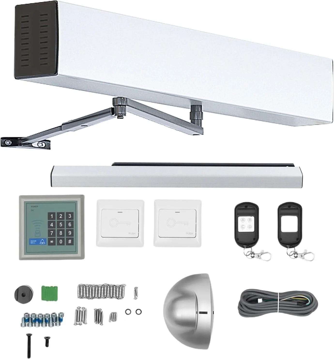 کیت بازکننده درب اتوماتیک، بازکننده درب برقی با پنل و کنترل از راه دور، سنسور تشخیص انسان، مجموعه بازکننده و بسته‌کننده درب چرخشی اتوماتیک معلولین با بار 100 کیلوگرم (برای درب کشویی)