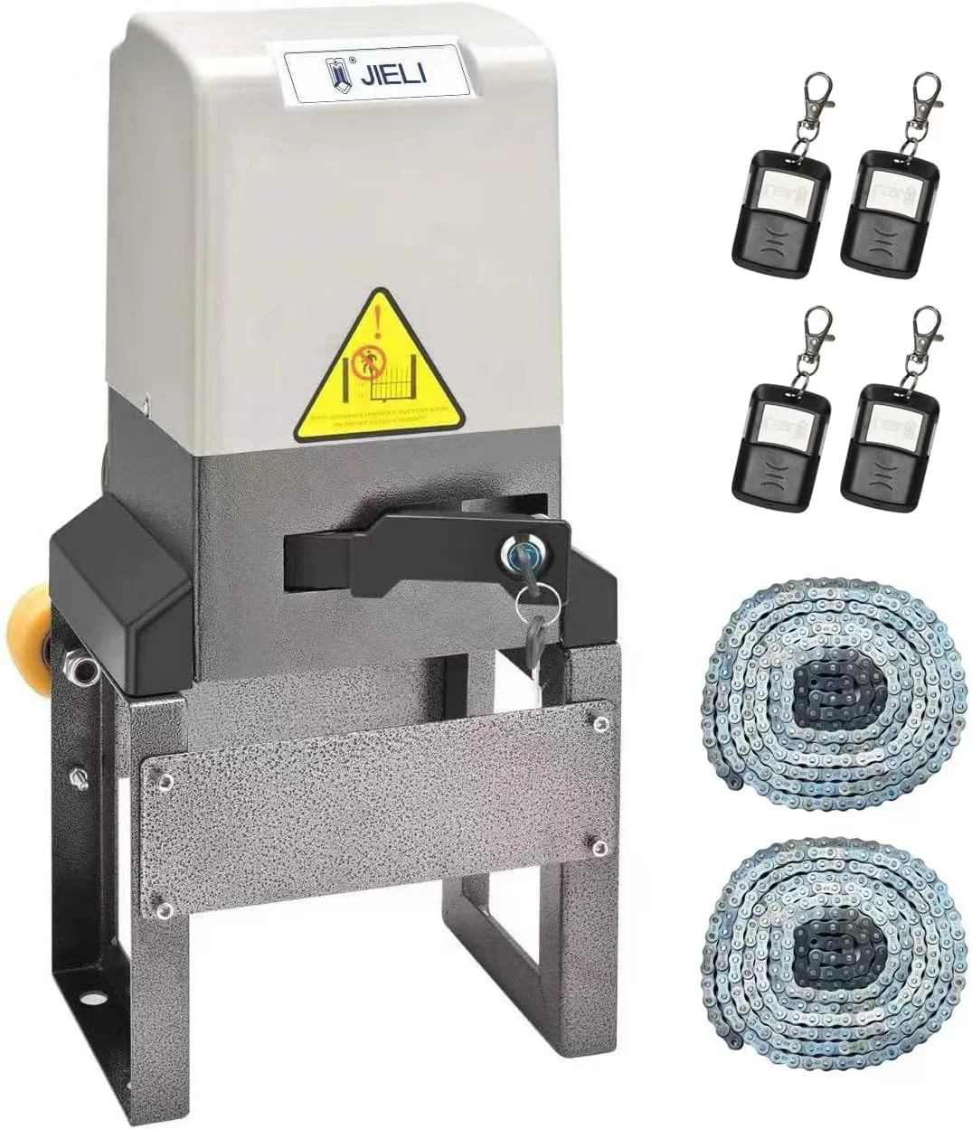 درب بازکن کشویی اتوماتیک سنگین JIELI با ظرفیت 1800 پوند به همراه چهار ریموت کنترل، موتور زنجیری برای درب های کشویی تا 40 فوت، کیت سیستم امنیتی سخت افزاری درب بازکن کشویی درب بازکن کشویی اتوماتیک سنگین JIELI با ظرفیت 1800 پوند به همراه چهار ریموت کنترل، موتور زنجیری برای درب های کشویی تا 40 فوت، کیت سیستم امنیتی سخت افزاری درب بازکن کشویی