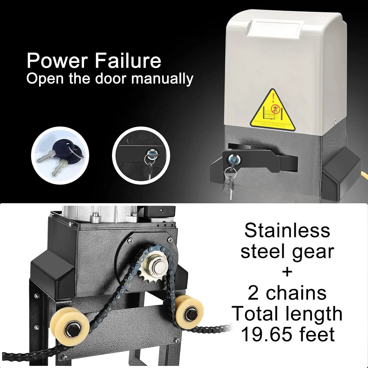 درب بازکن کشویی اتوماتیک سنگین JIELI با ظرفیت 1800 پوند به همراه چهار ریموت کنترل، موتور زنجیری برای درب های کشویی تا 40 فوت، کیت سیستم امنیتی سخت افزاری درب بازکن کشویی درب بازکن کشویی اتوماتیک سنگین JIELI با ظرفیت 1800 پوند به همراه چهار ریموت کنترل، موتور زنجیری برای درب های کشویی تا 40 فوت، کیت سیستم امنیتی سخت افزاری درب بازکن کشویی